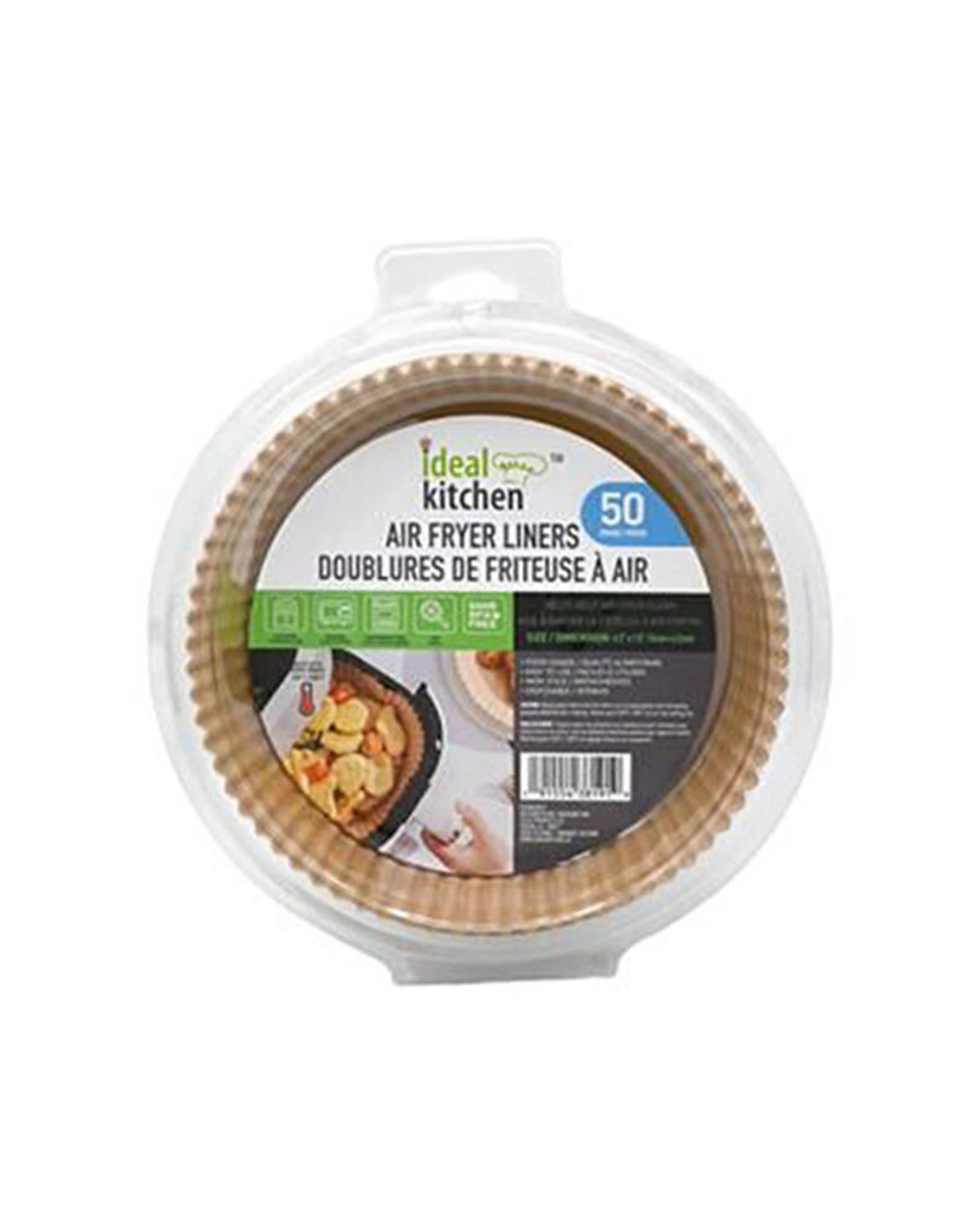 2 Ideal Kitchen 12x 50pc Air Fryer Paper Disposable Liner Sheet 16x4.5cm Round - Silver, 2 of 3