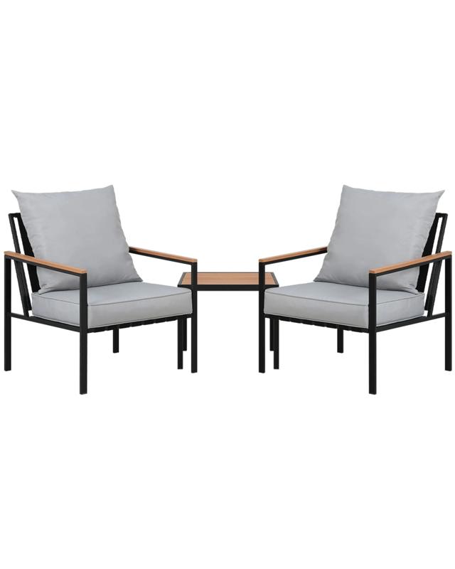 Gardeon 3PC Outdoor Furniture Bistro Set Lounge Setting Chairs Table Patio - B