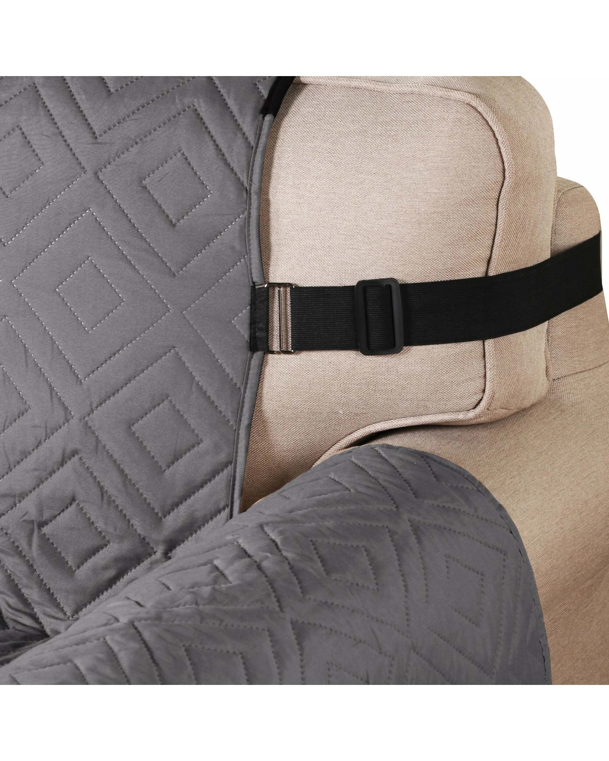2 Smarcute 3 Seater Reversible Non-Slip Sofa Cushion with Straps - Grey, 2 of 5