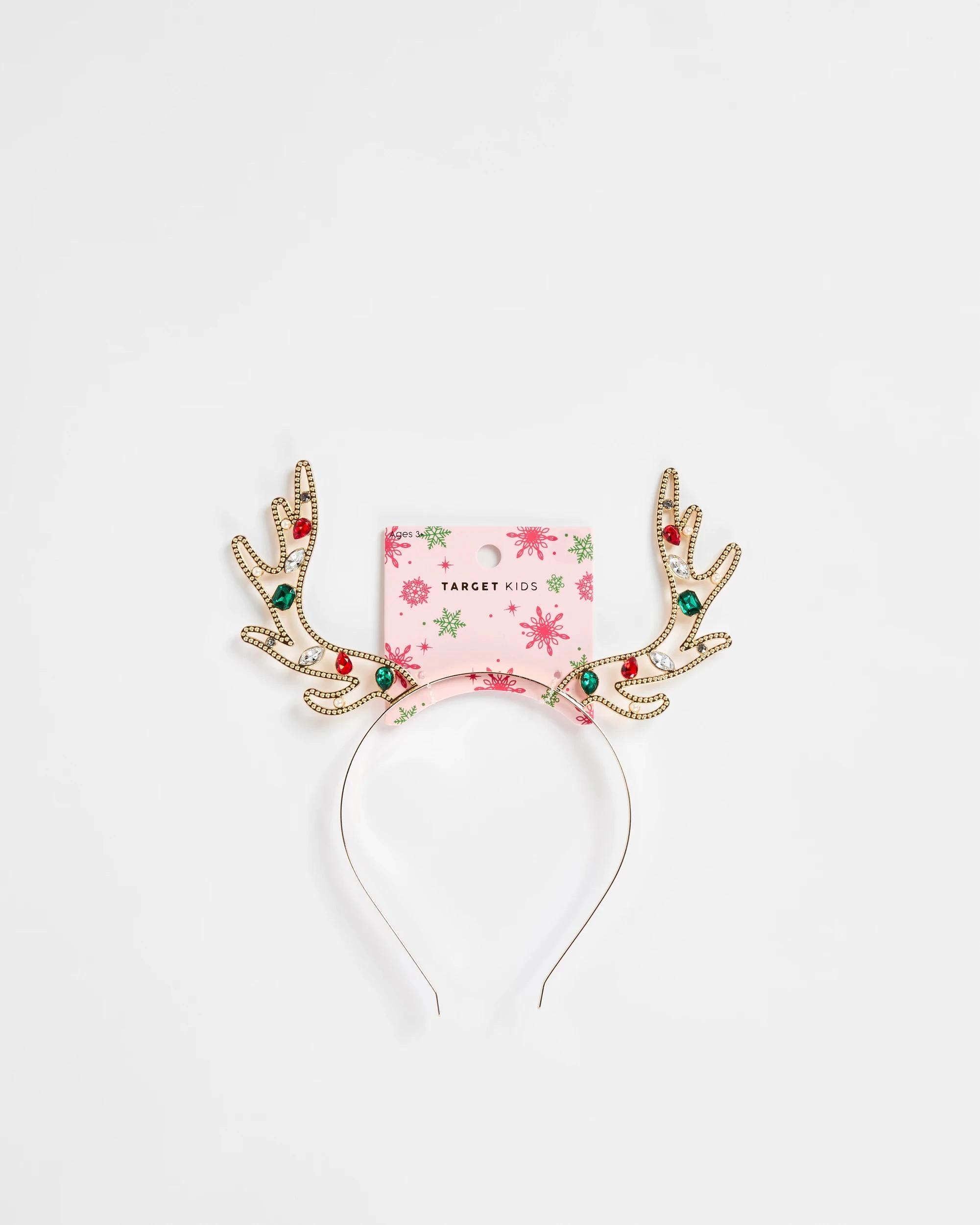 3 Target Kids Christmas Metal Jewelled Antler Headband GOLD, 3 of 3