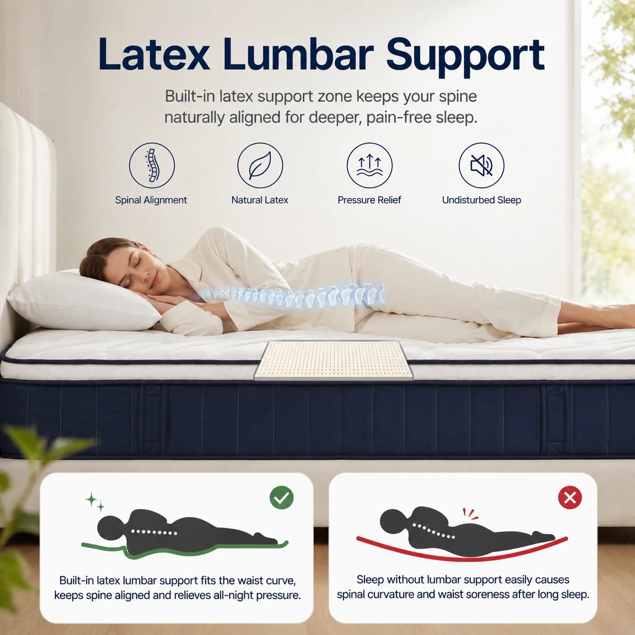 5 RoomSense Mattress 30cm Medium Firm Latex with Lumbar Support - King Bed - Multi, 5 of 9