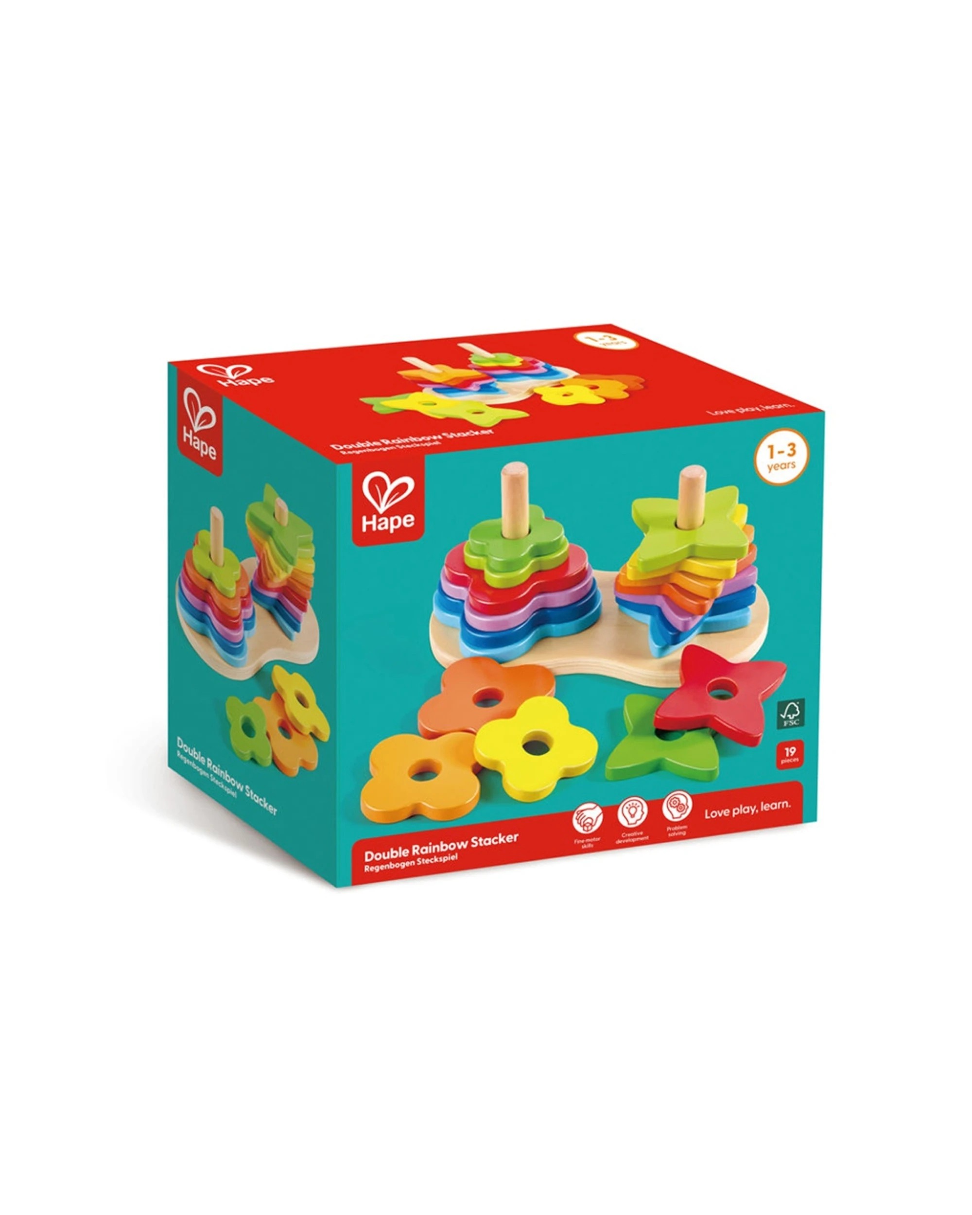 2 Hape Double Rainbow Stacker Wooden Toy Kids Durable Plastic Educational Play Activity Toy - Multi, 2 of 5