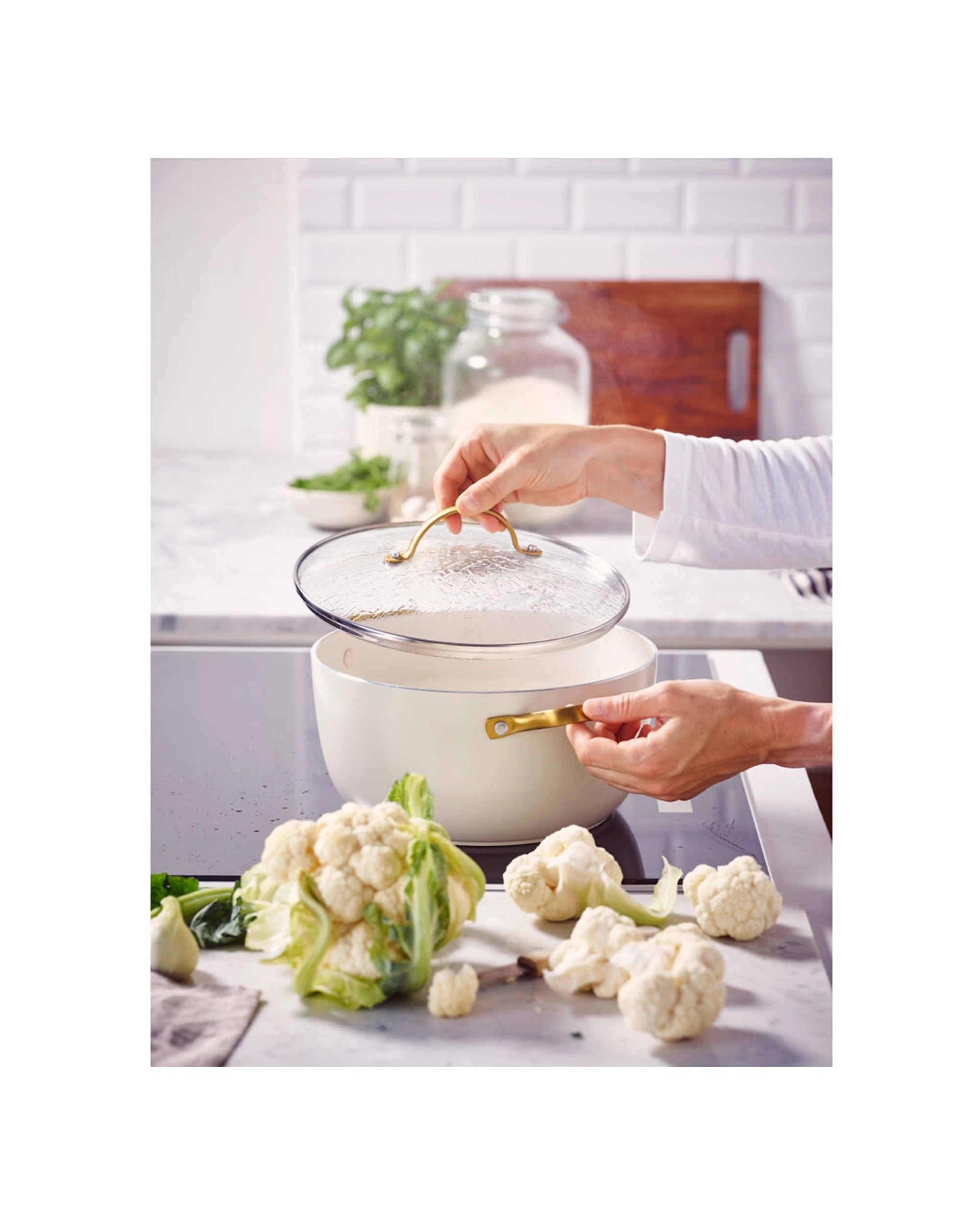 5 Greenpan 14pc Padova Set Ceramic Coating Non-Stick Cooking Pans - White, 5 of 6