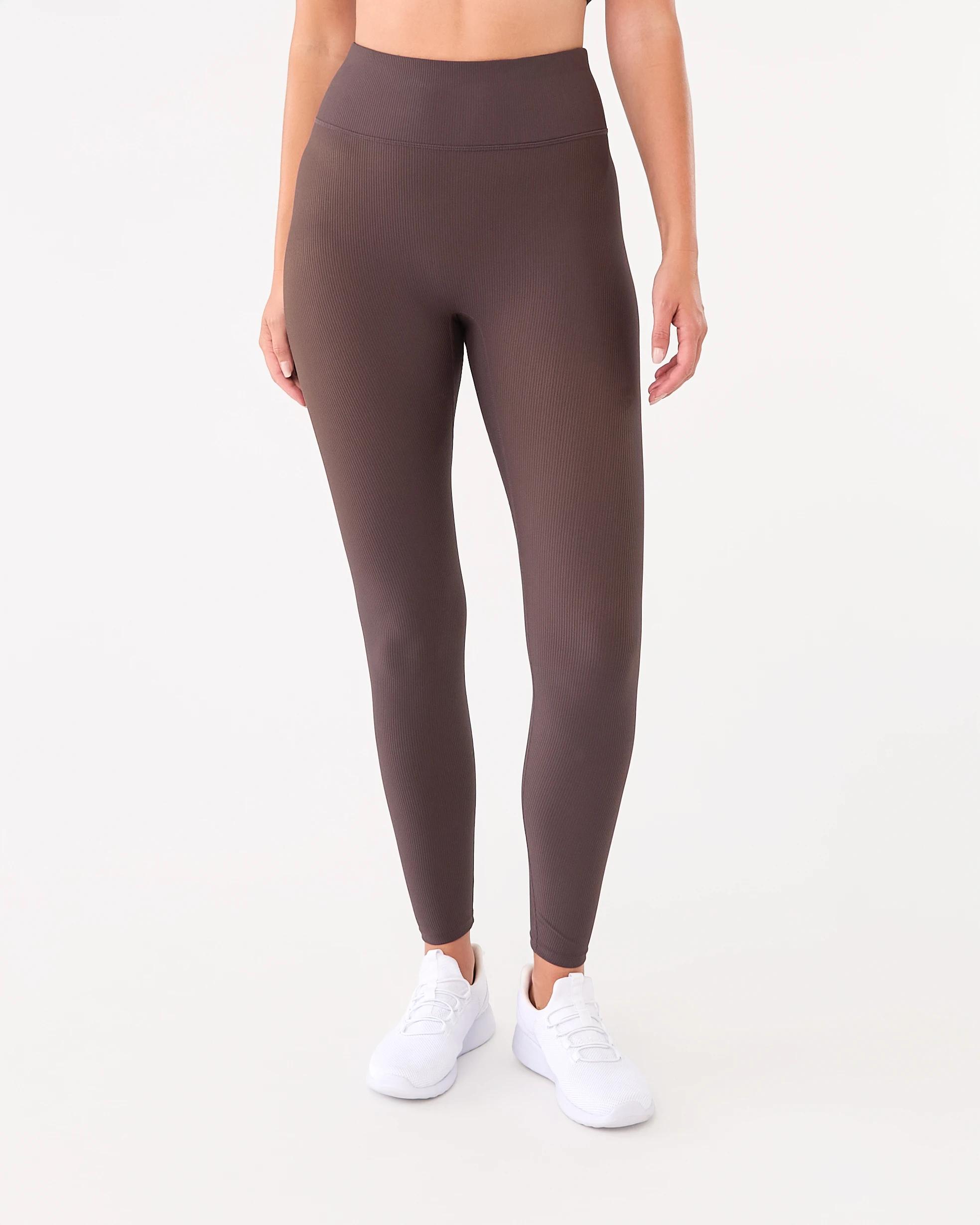 1 Active Womens Ribbed Leggings Espresso, 1 of 5