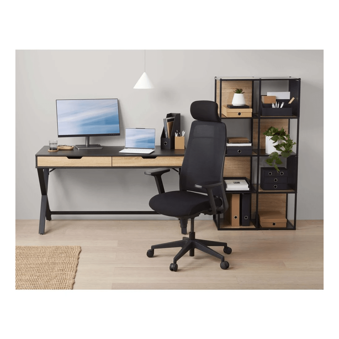 8 Otto Lindenberg Woodgrain Desk 1400mm Black, 8 of 10