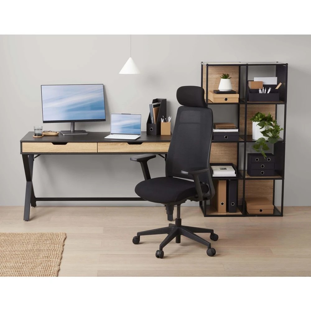 8 Otto Lindenberg Woodgrain Desk 1400mm Black Desks, Tables and Workstations, 8 of 10