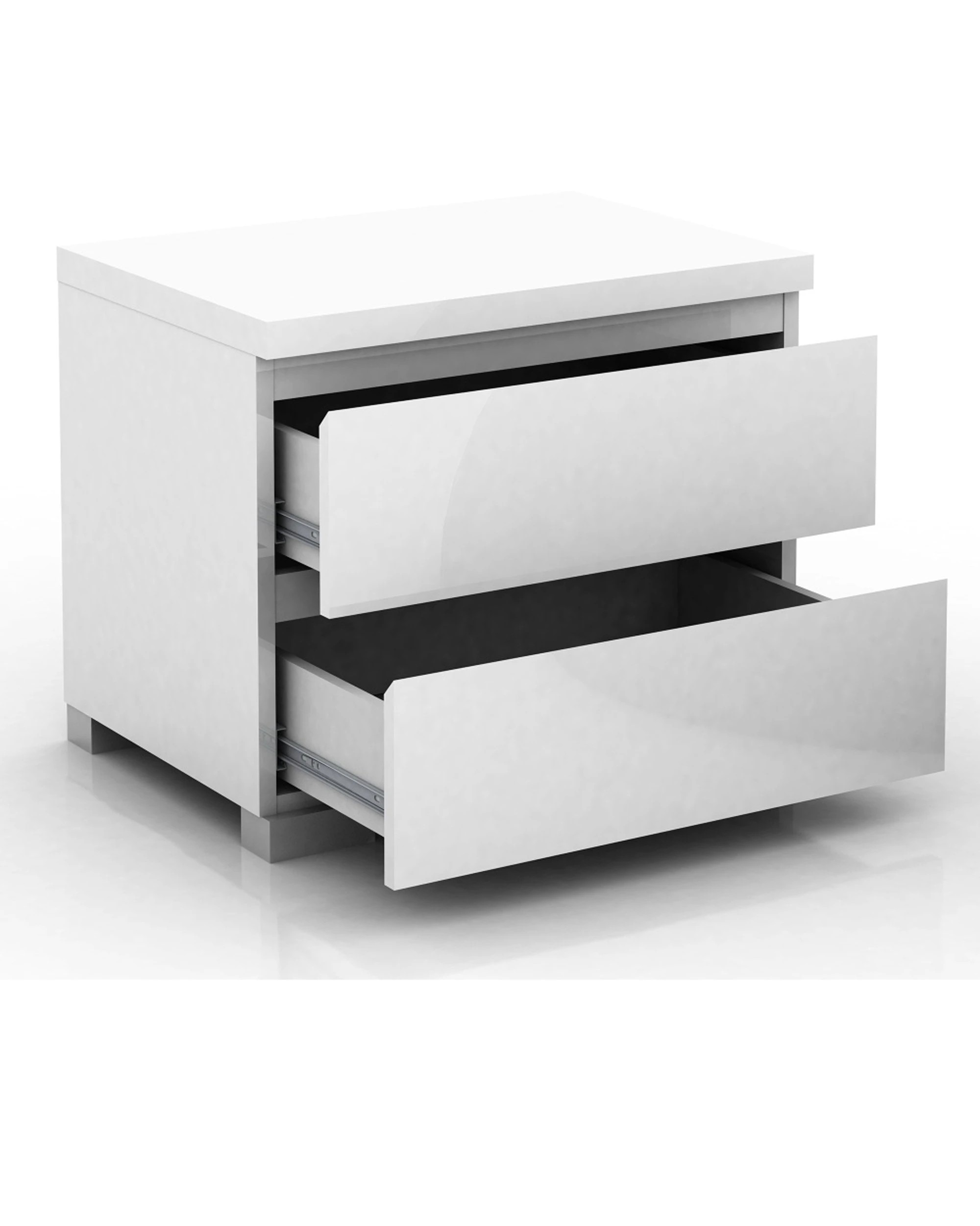 3 Alpine Bay Elara 2 Drawer High Gloss Bedside Table Decor Storage Furniture 55x39x45.5cm - White, 3 of 5