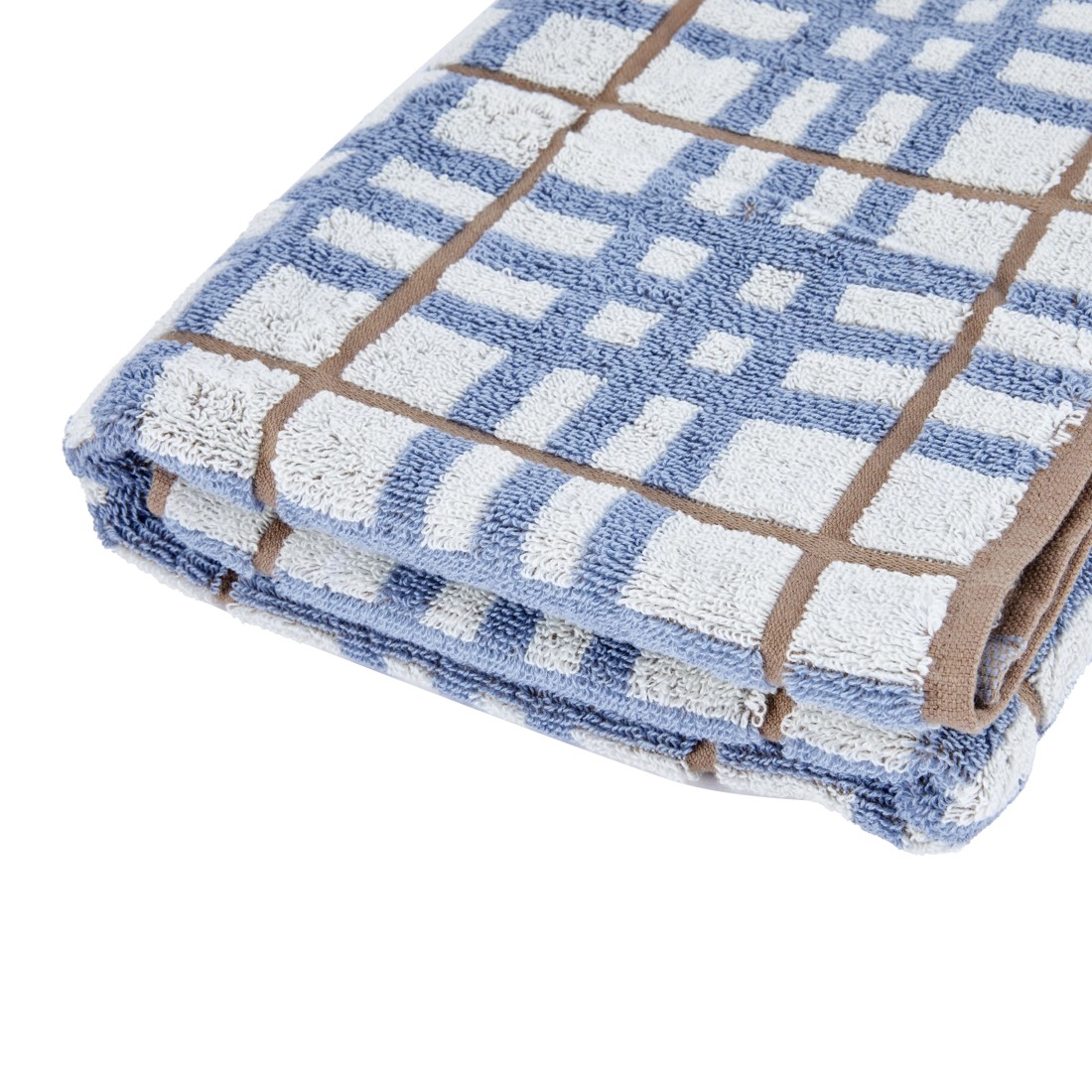 4 Cotton Check Bath Towel - Blue, 4 of 5
