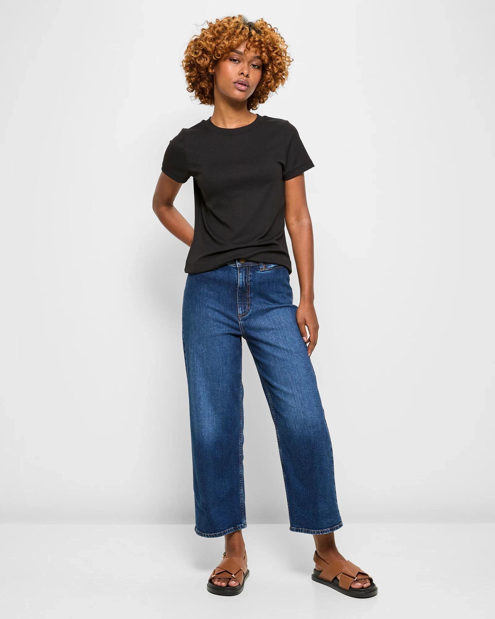 5 Target Petites Crew Neck Ribbed T-Shirt BLACK, 5 of 5