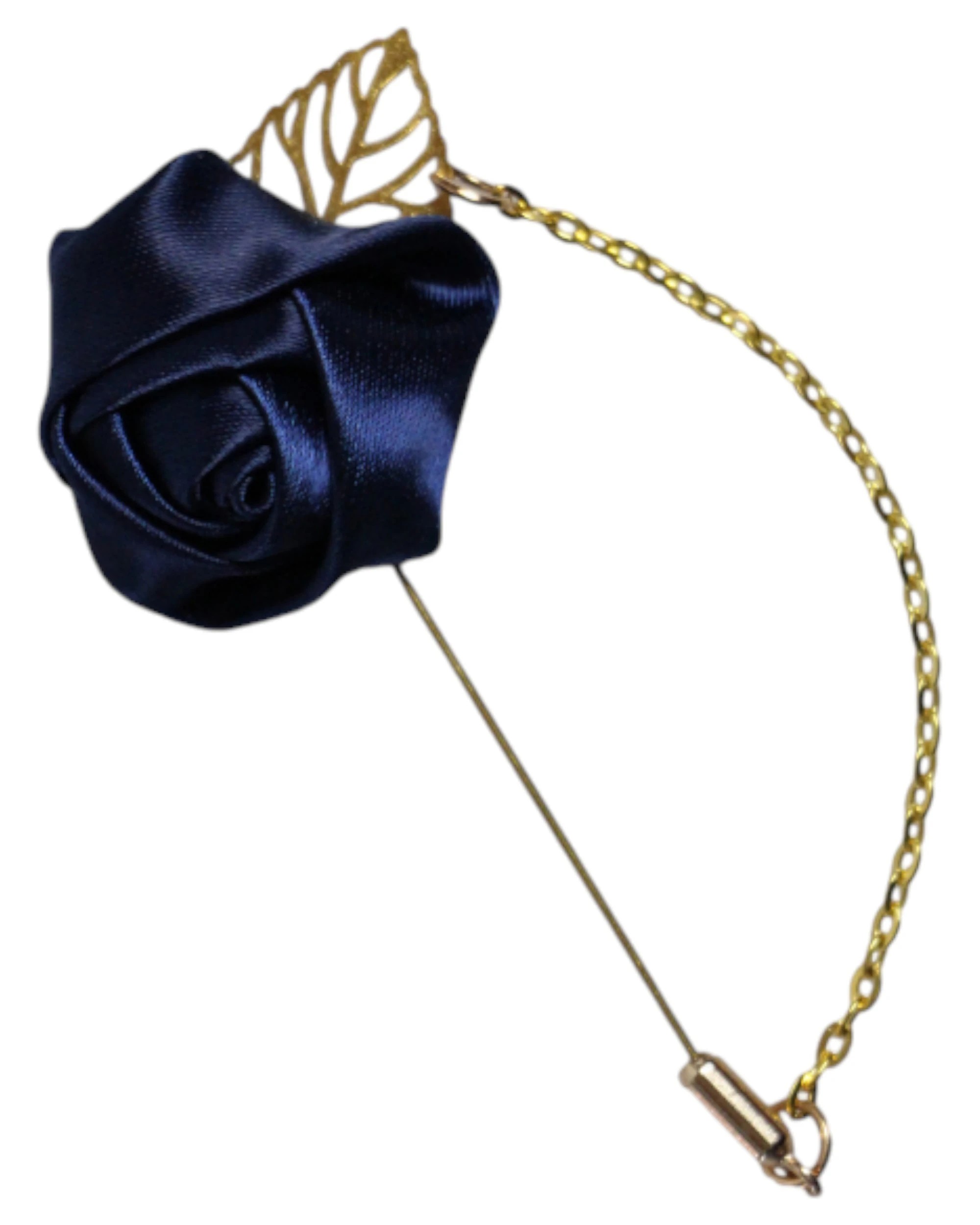 2 Zasel Womens Navy Rose With Gold Leaf Flower Suit Blazer Jacket Lapel Pin - Multi, 2 of 3
