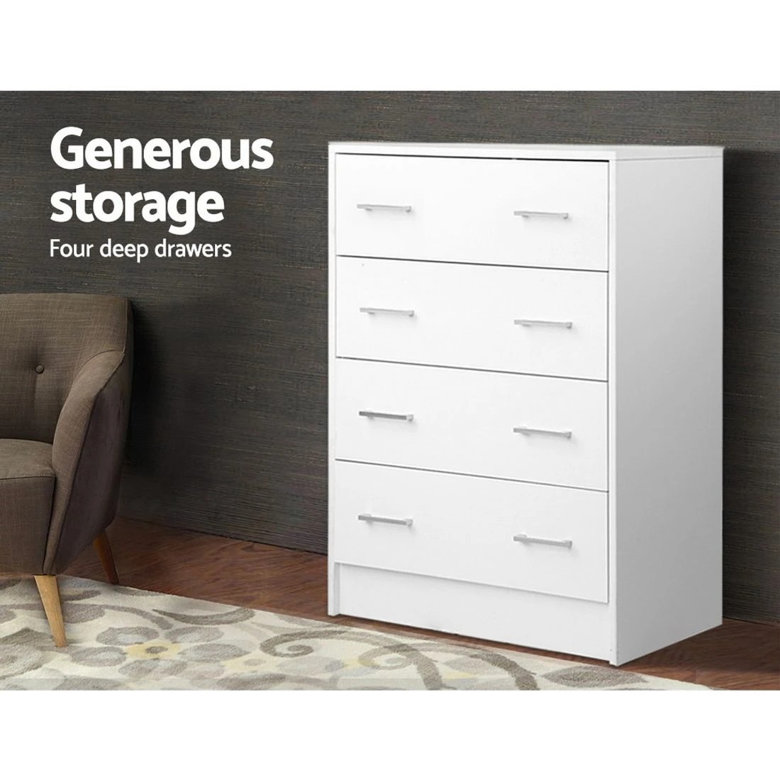 6 Artiss 4 Chest of Drawers - White, 6 of 10