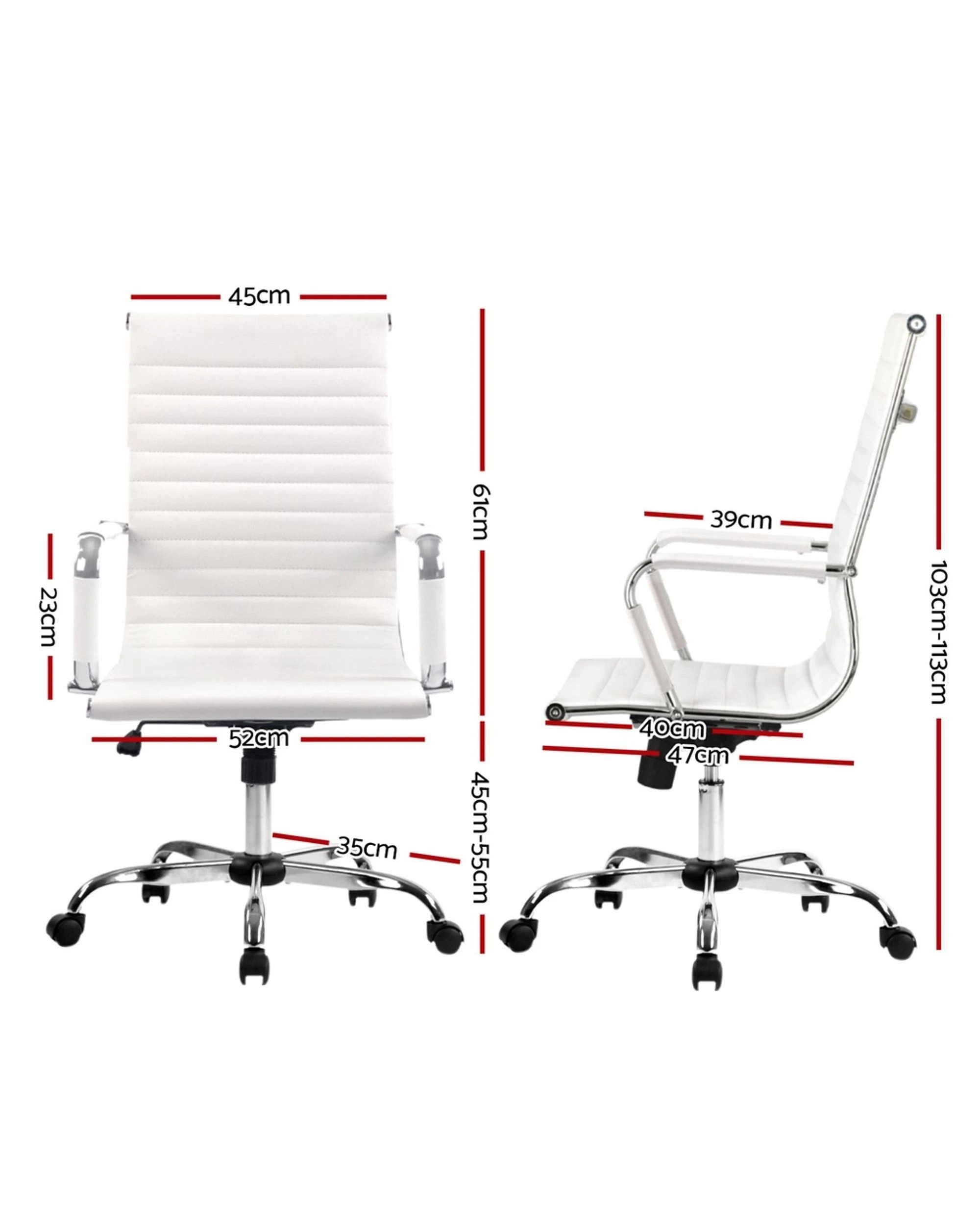 2 Artiss Office Chair Conference Chairs PU Leather High Back - White, 2 of 5