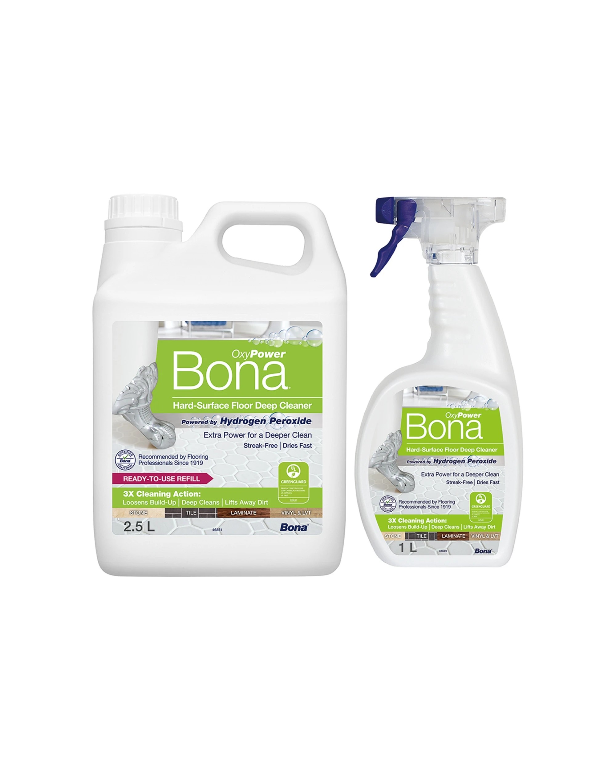 1 Bona Deep Cleaner Refill and Spray 1L and 2.5L For Hard Surface Floors - Multi, 1 of 3