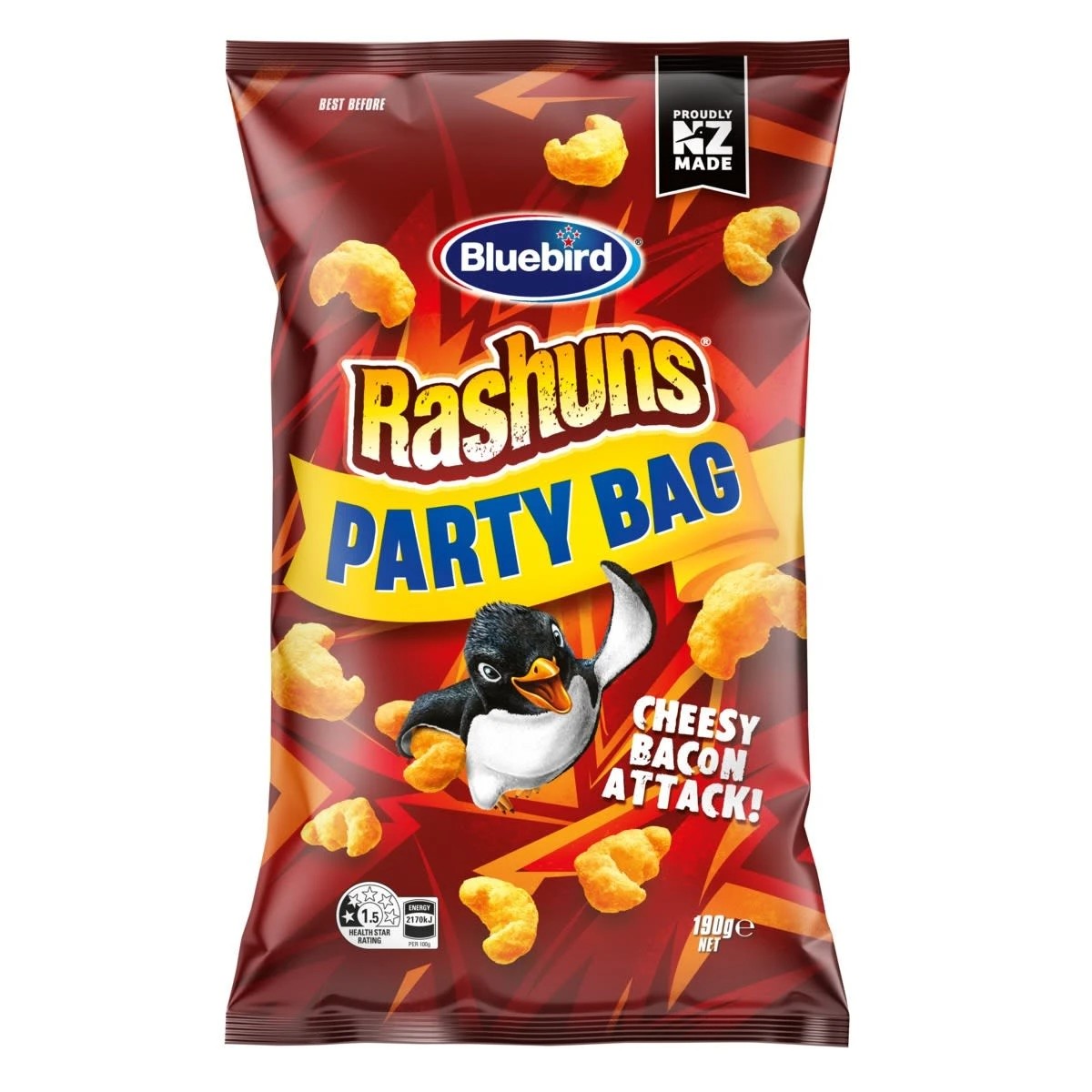1 Bluebird Rashuns Cheesy Bacon Attack Party Bag 190g, 1 of 1