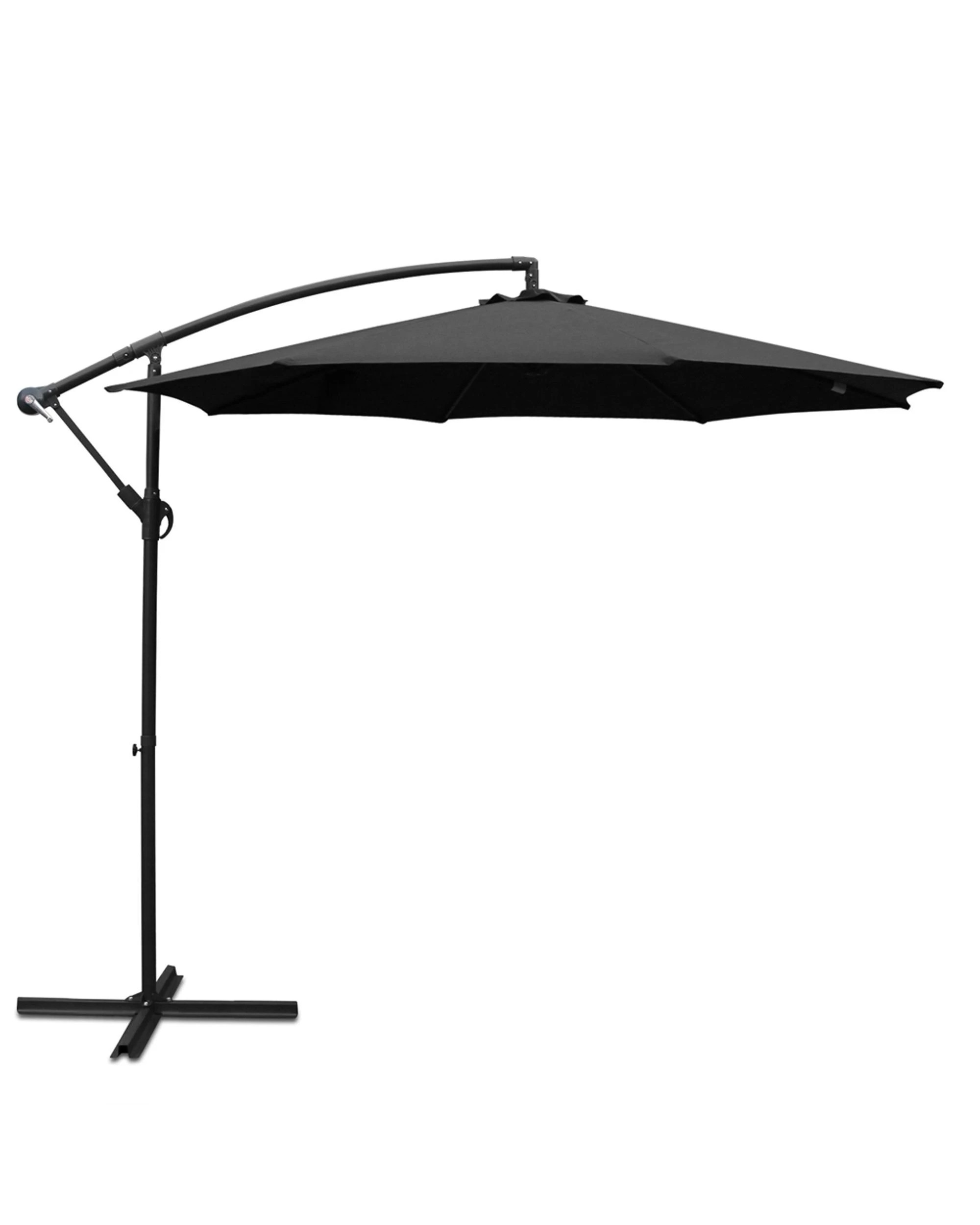 1 Instahut 3m Outdoor Umbrella Cantilever Beach Garden Patio - Black, 1 of 7