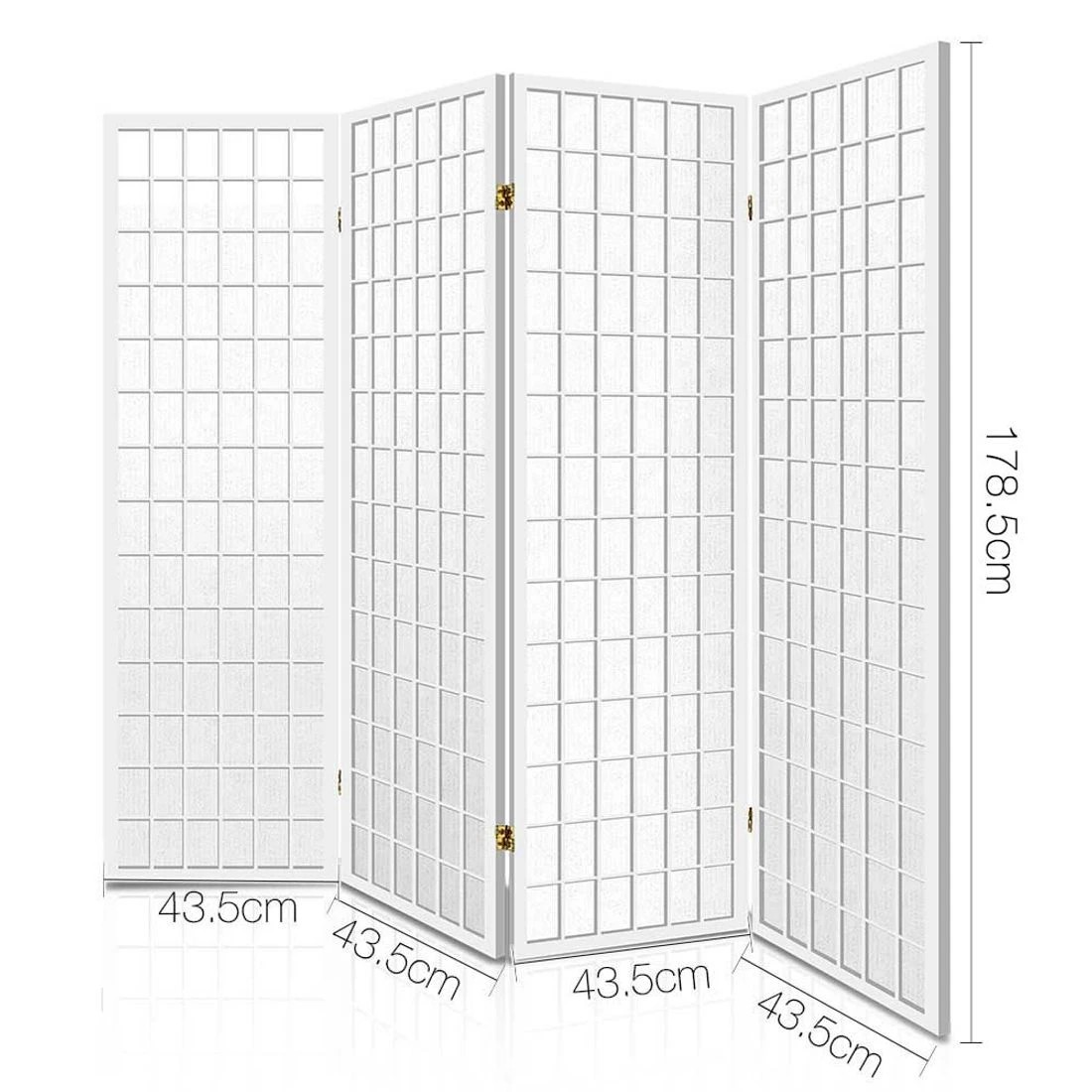 2 Artiss 4 Panel Room Divider Screen 174x179cm
 - white, 2 of 8