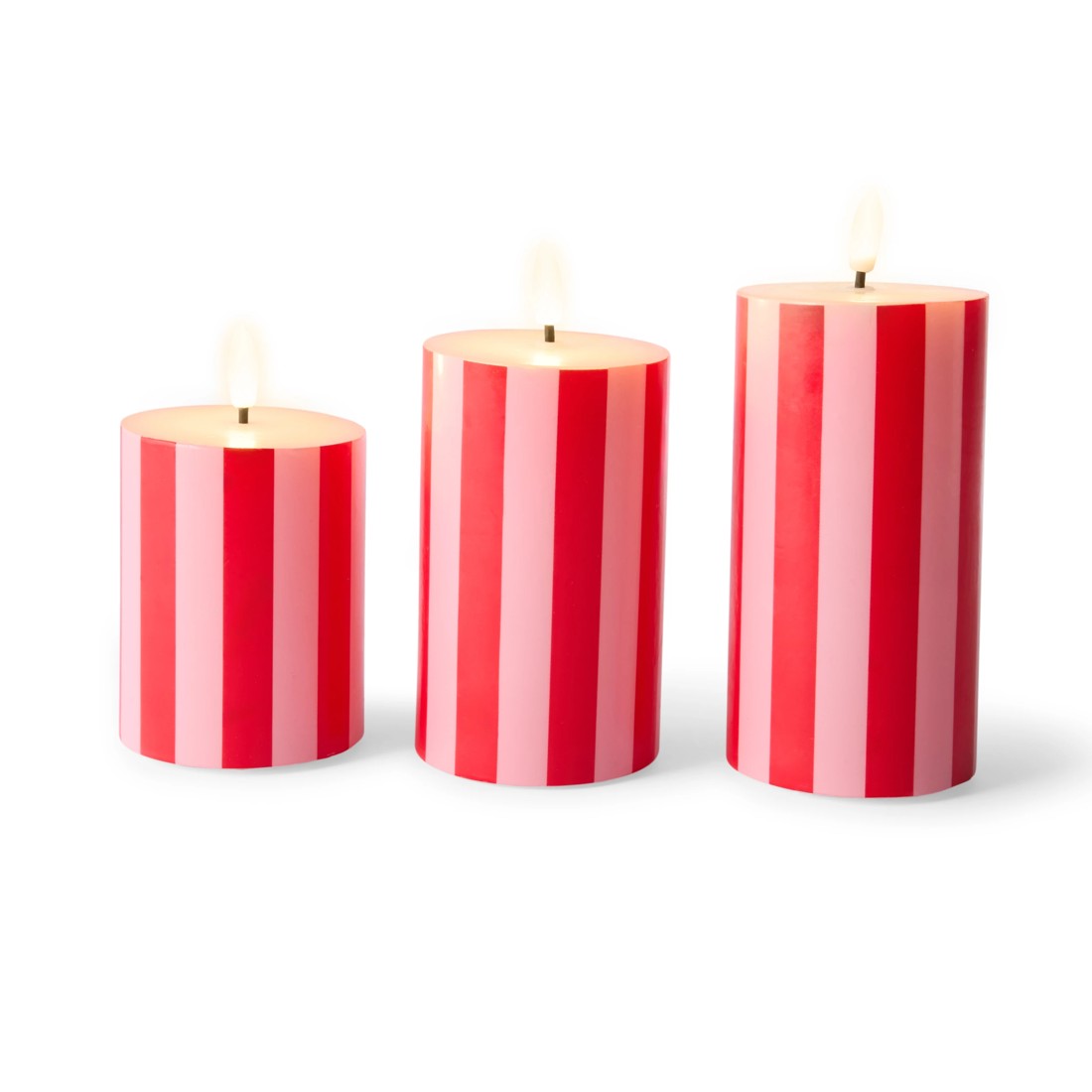 1 LED Pink and Red Stripe Candle Set, 1 of 9