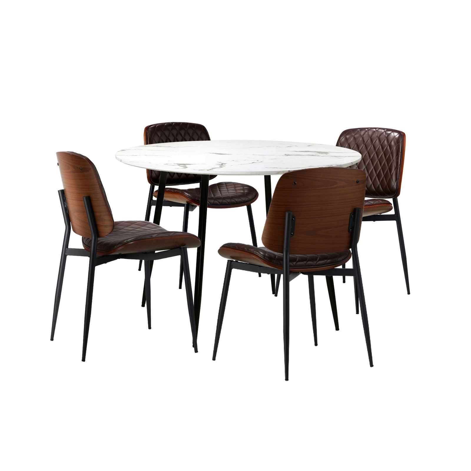 7 Oikiture 110cm Round Dining Table With 4pcs Pu Dining Chairs
 - Multi, 7 of 9