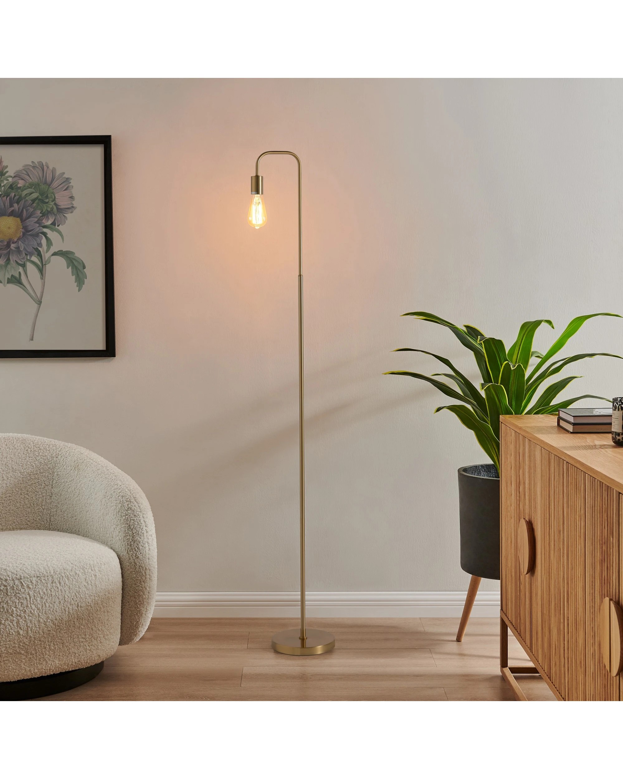 3 Sherwood Kara Industrial Style Metal Floor Lamp - Gold, 3 of 10