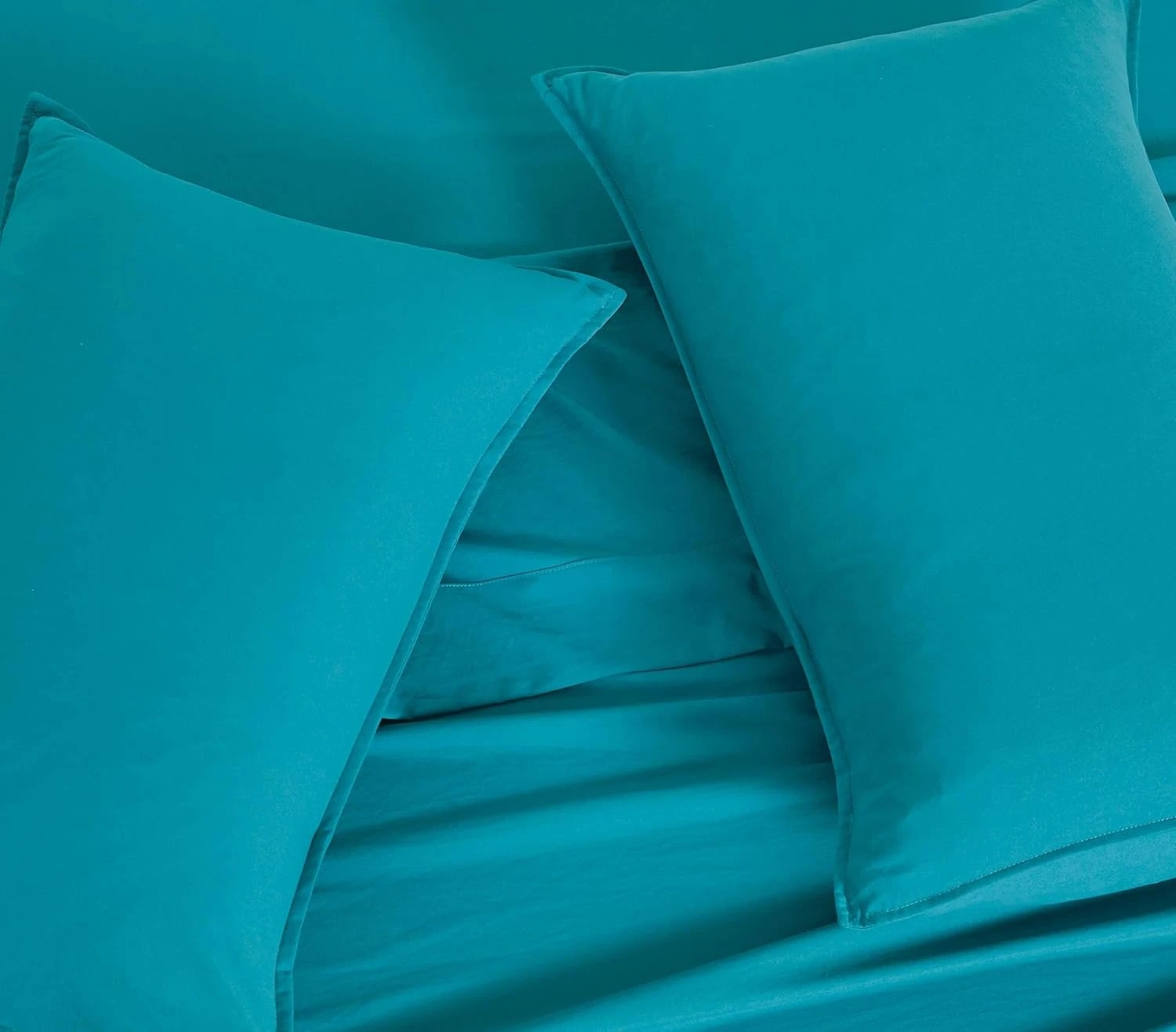 3 CleverPolly 2-Pack Vintage Washed Microfibre Standard Pillowcases - Teal, 3 of 5