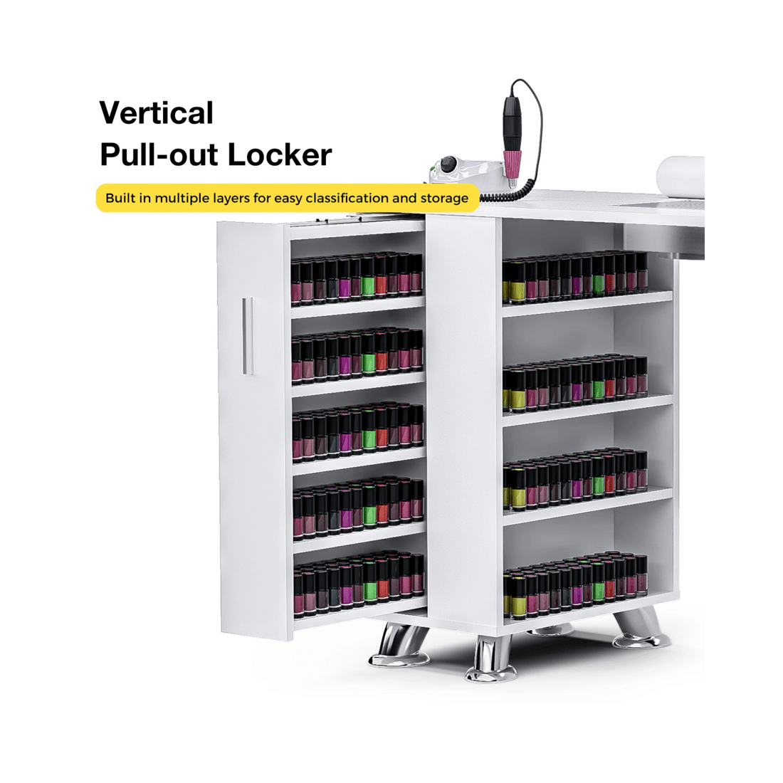 3 Advwin Manicure Table Nail Tech Desk Dressing Table Dust Collector Drawers Cabinet Storage
 - White, 3 of 10