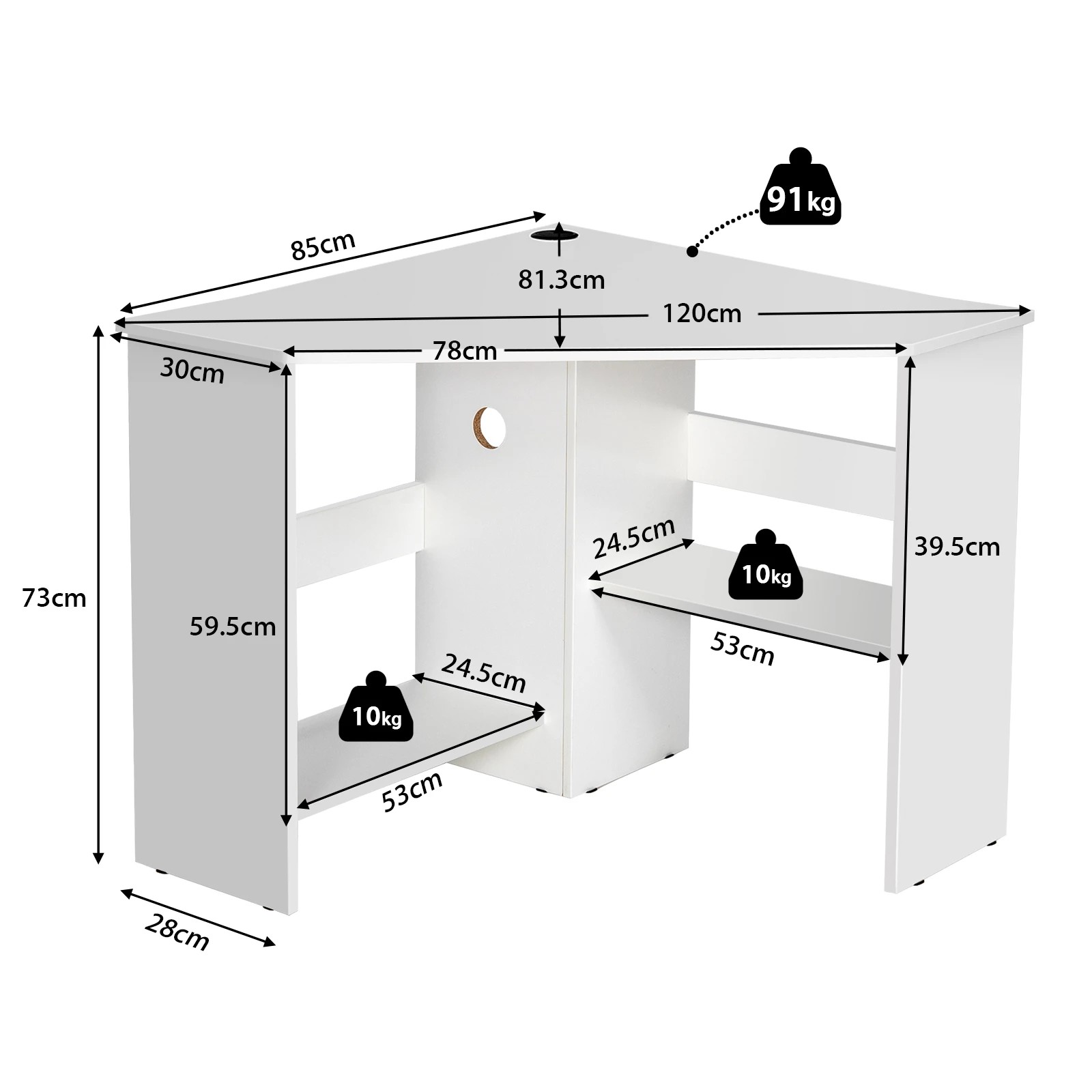 2 Costway Corner Home Office Desk Computer Table - White, 2 of 3