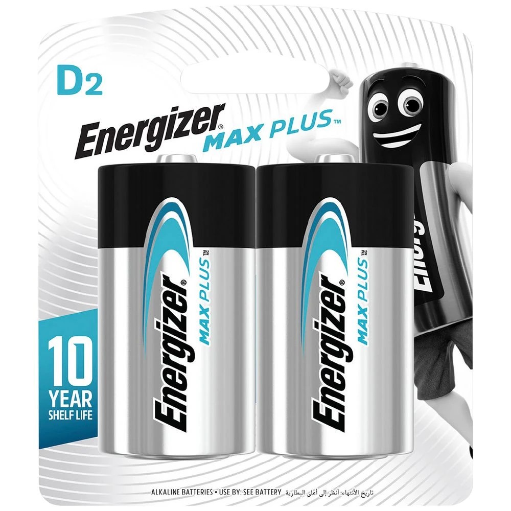 1 Energizer MAX Plus D Alkaline Batteries 2 Pack, 1 of 2