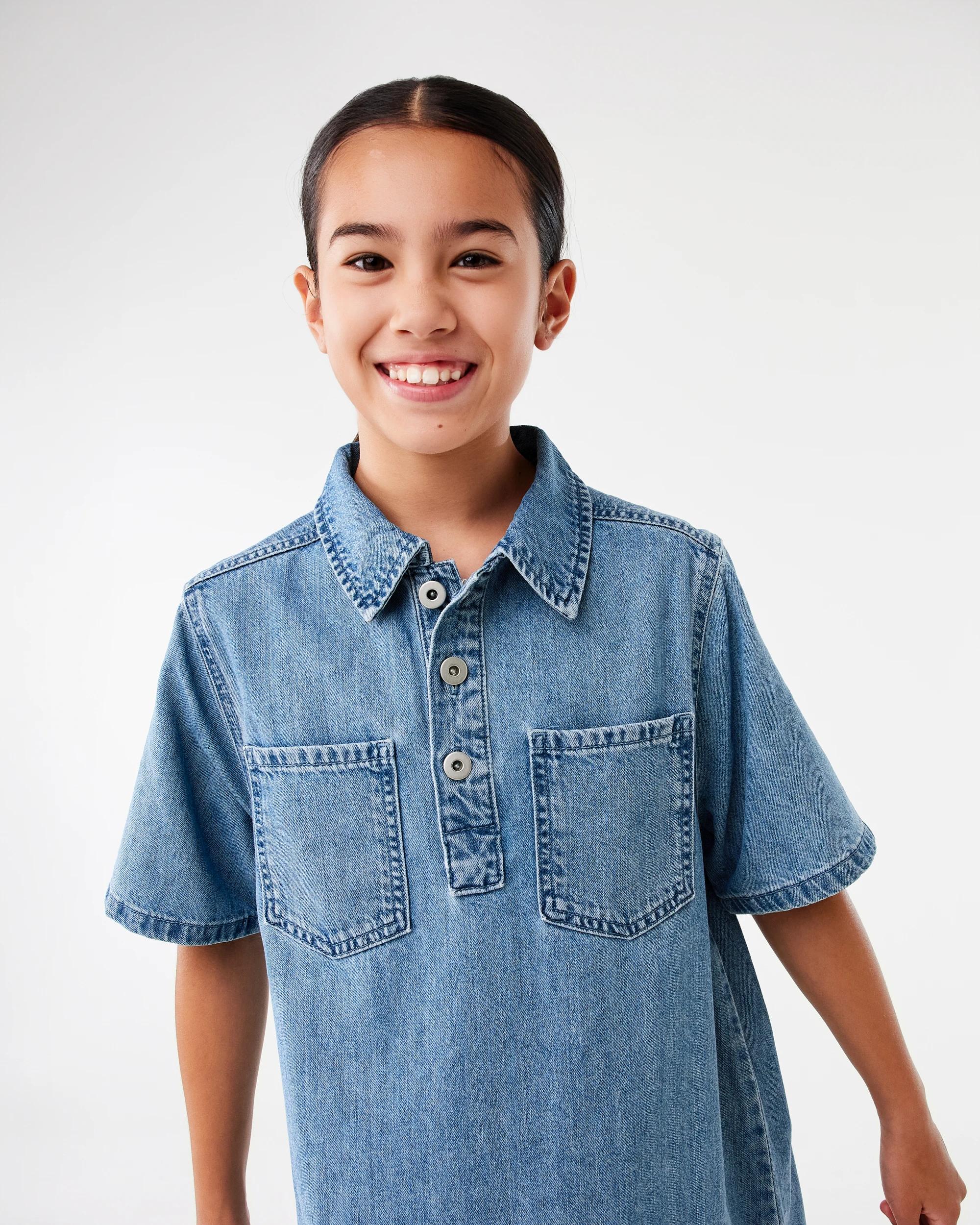 3 Denim Shirt Dress Mid Denim, 3 of 7