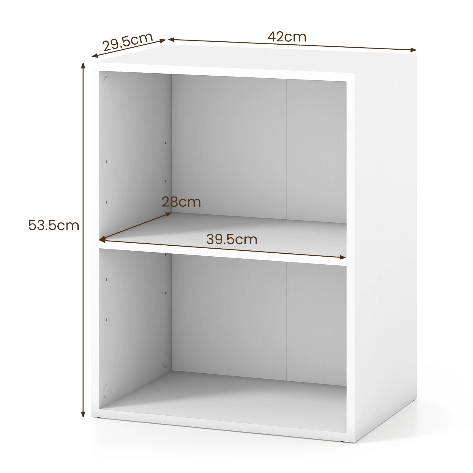 5 Costway 2-Cube Bookshelf Cubby Storage Organizer Display Shelf w/5-Position Adjustable Shelf - White, 5 of 5