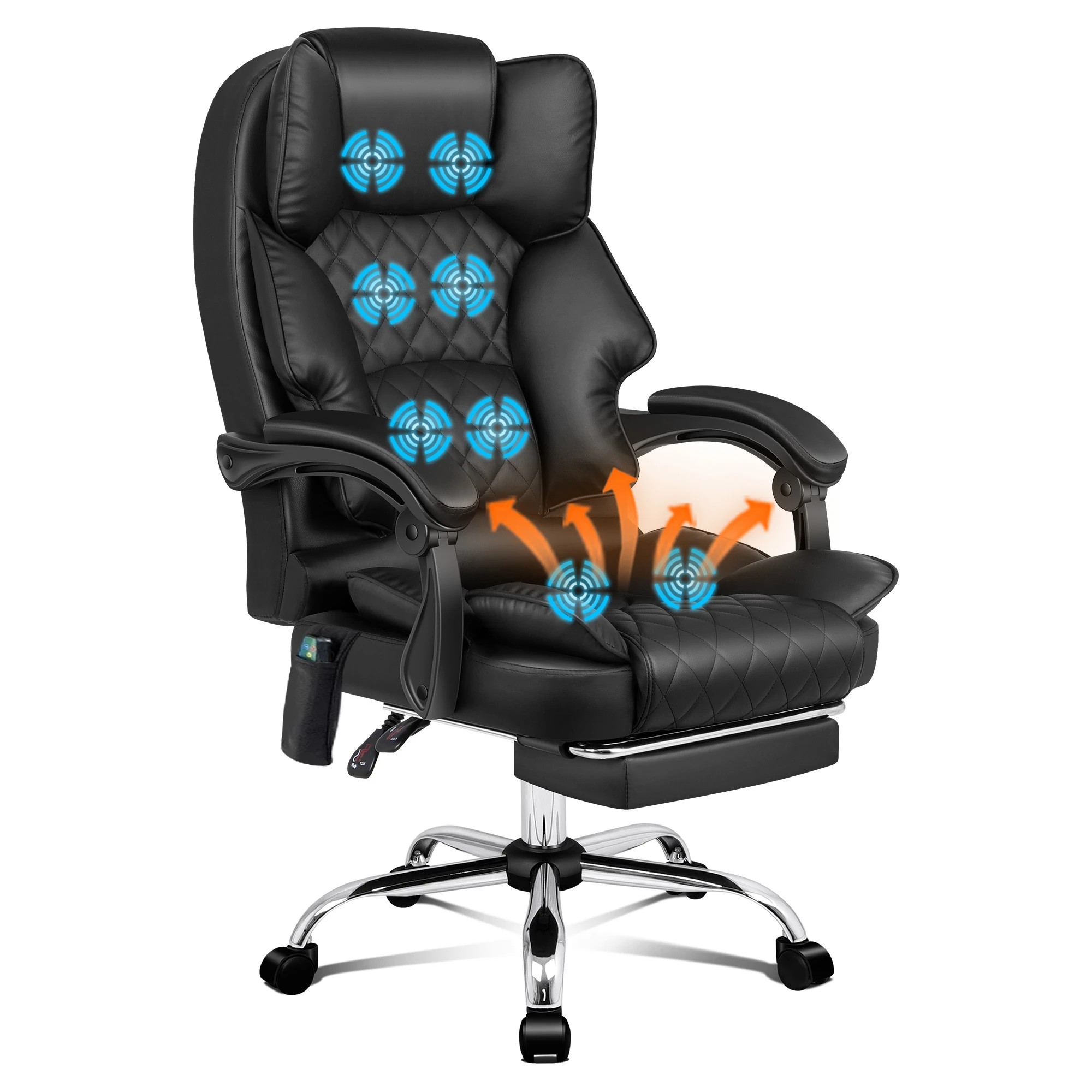 1 Alfordson Massage Office Chair Heated Seat Executive Recliner Gaming Computer - Black, 1 of 10