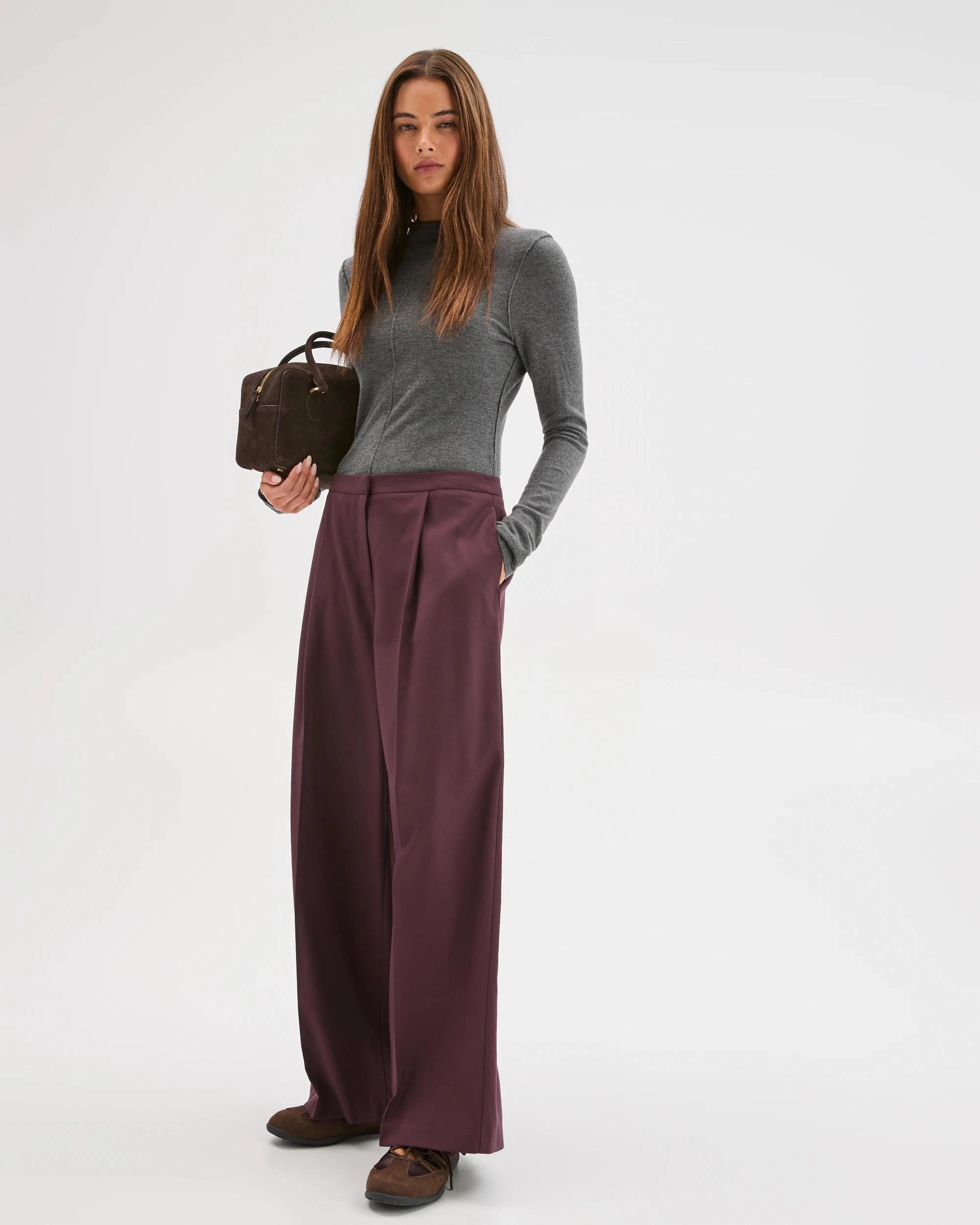 2 Lily Loves Wide Leg Tailored Pants FUDGE, 2 of 7