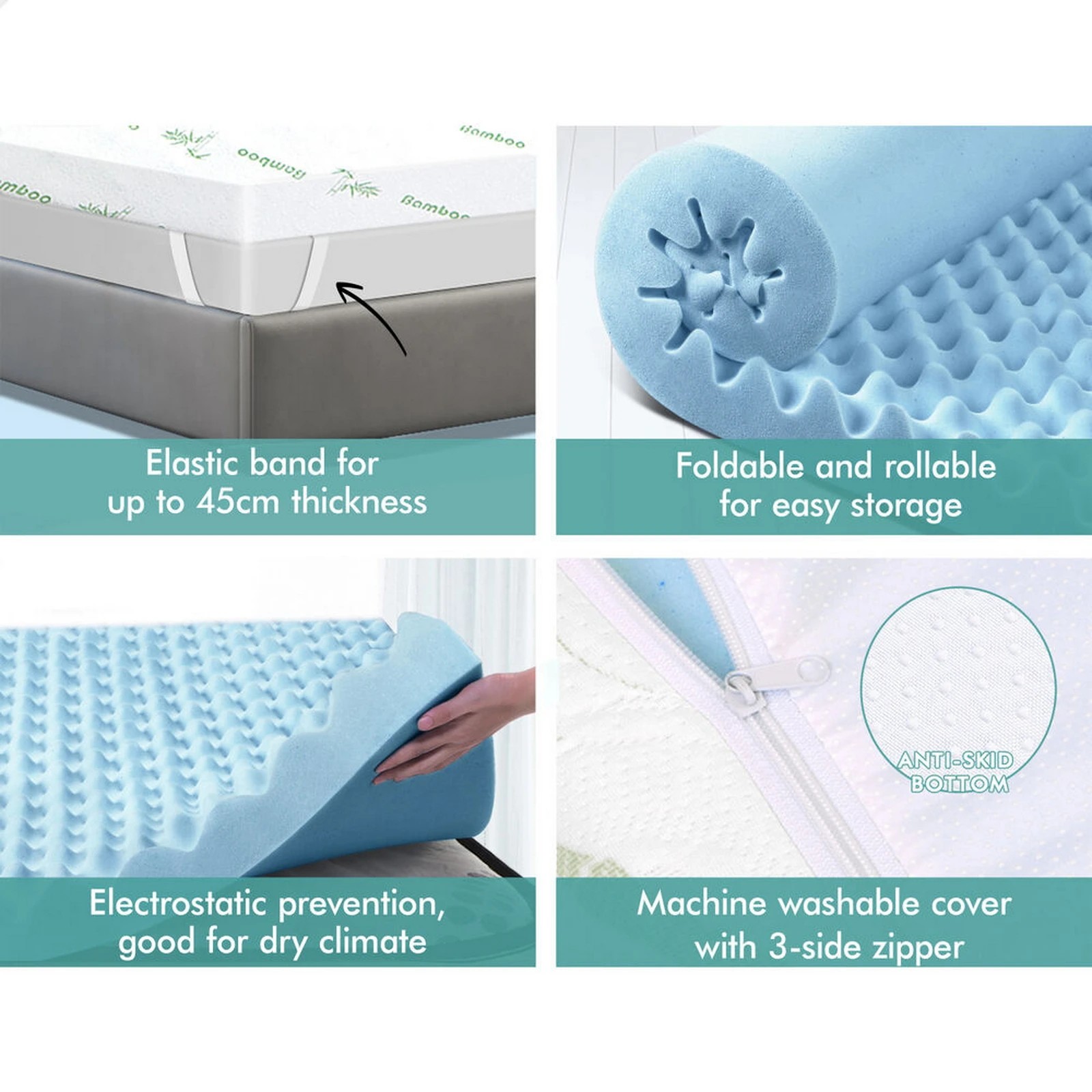 7 Starry Eucalypt Memory Foam Mattress Topper 10cm Airflow - Queen Bed, 7 of 10