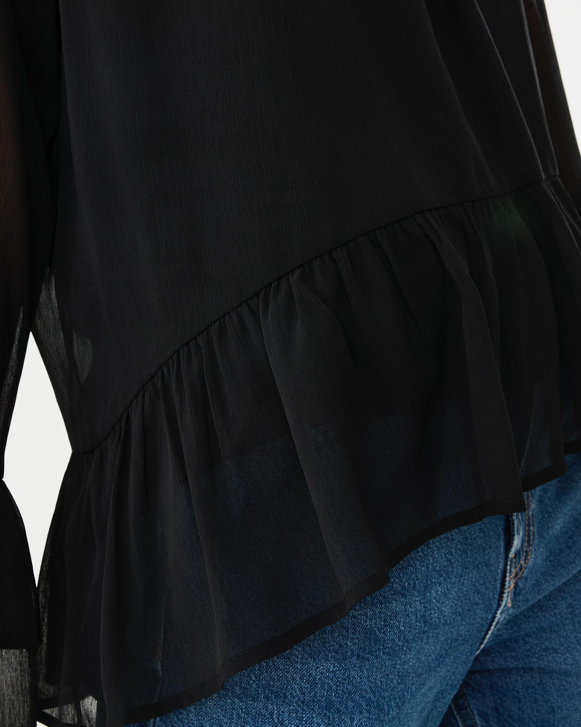 6 Long Sleeve Chiffon Tier Top Black, 6 of 8