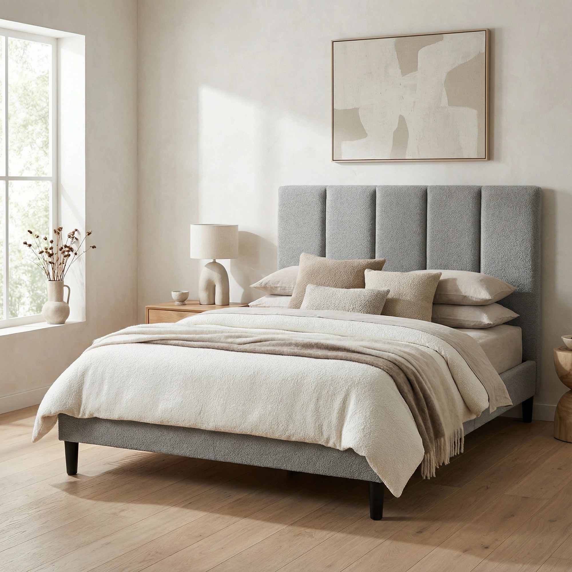 1 Ferraro Bed Frame - Effortless Tool-Free Design - Grey, 1 of 6