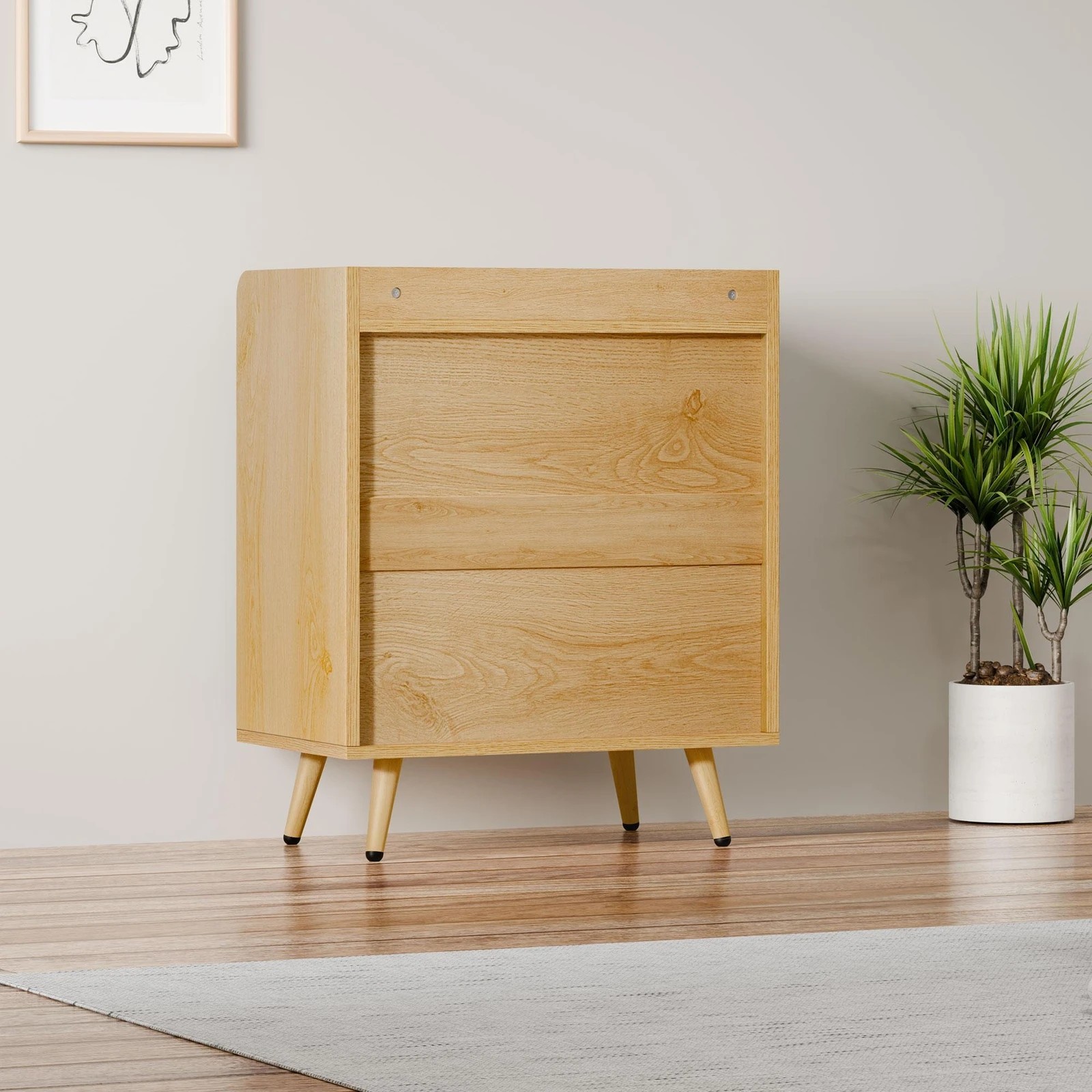 9 Alfordson 3 Chest of Drawers Modern Storage Cabinet Dresser Tallboy - Natural, 9 of 10