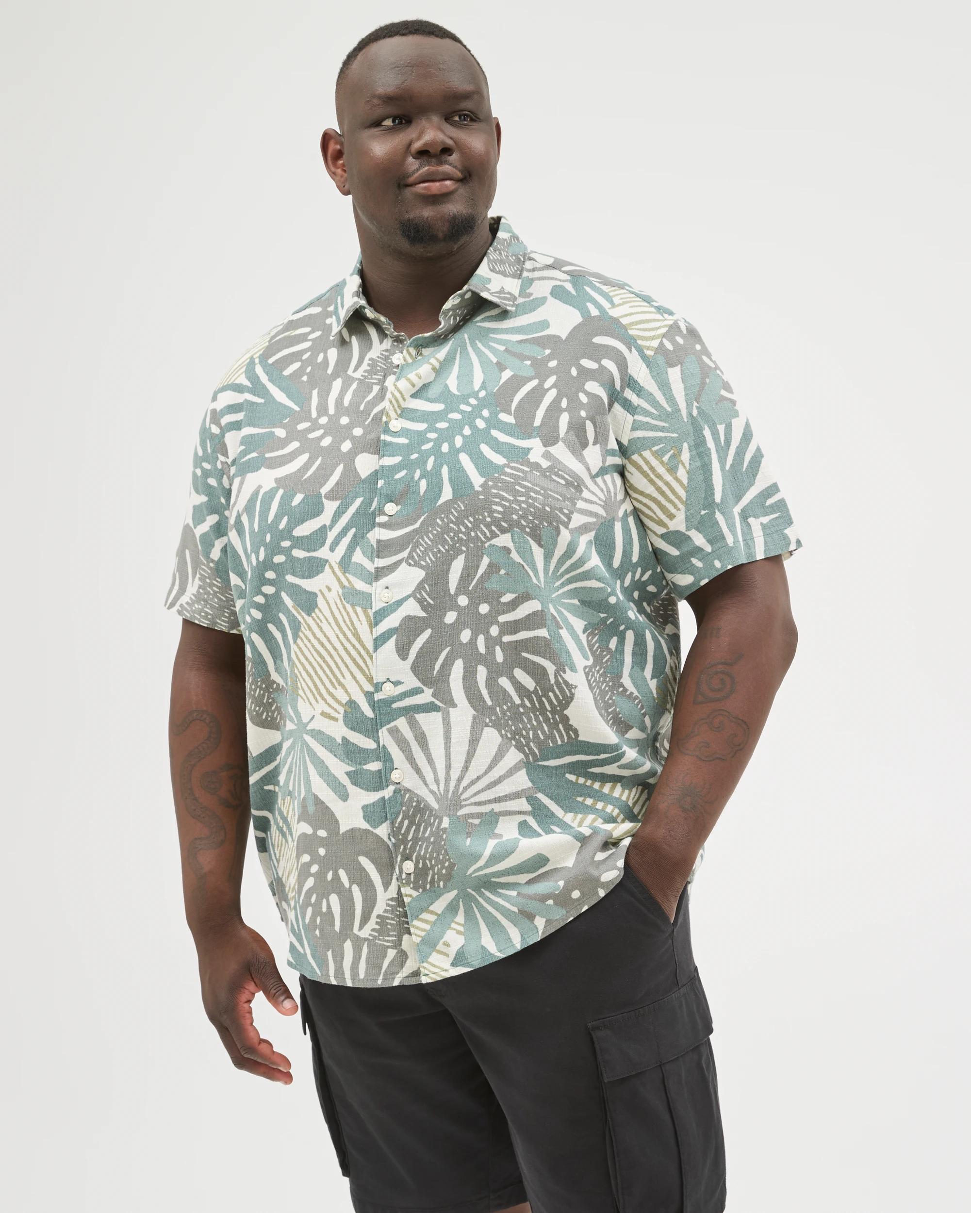 4 Target Man Plus Size Australian Cotton Short Sleeve Floral Shirt GREEN, 4 of 6