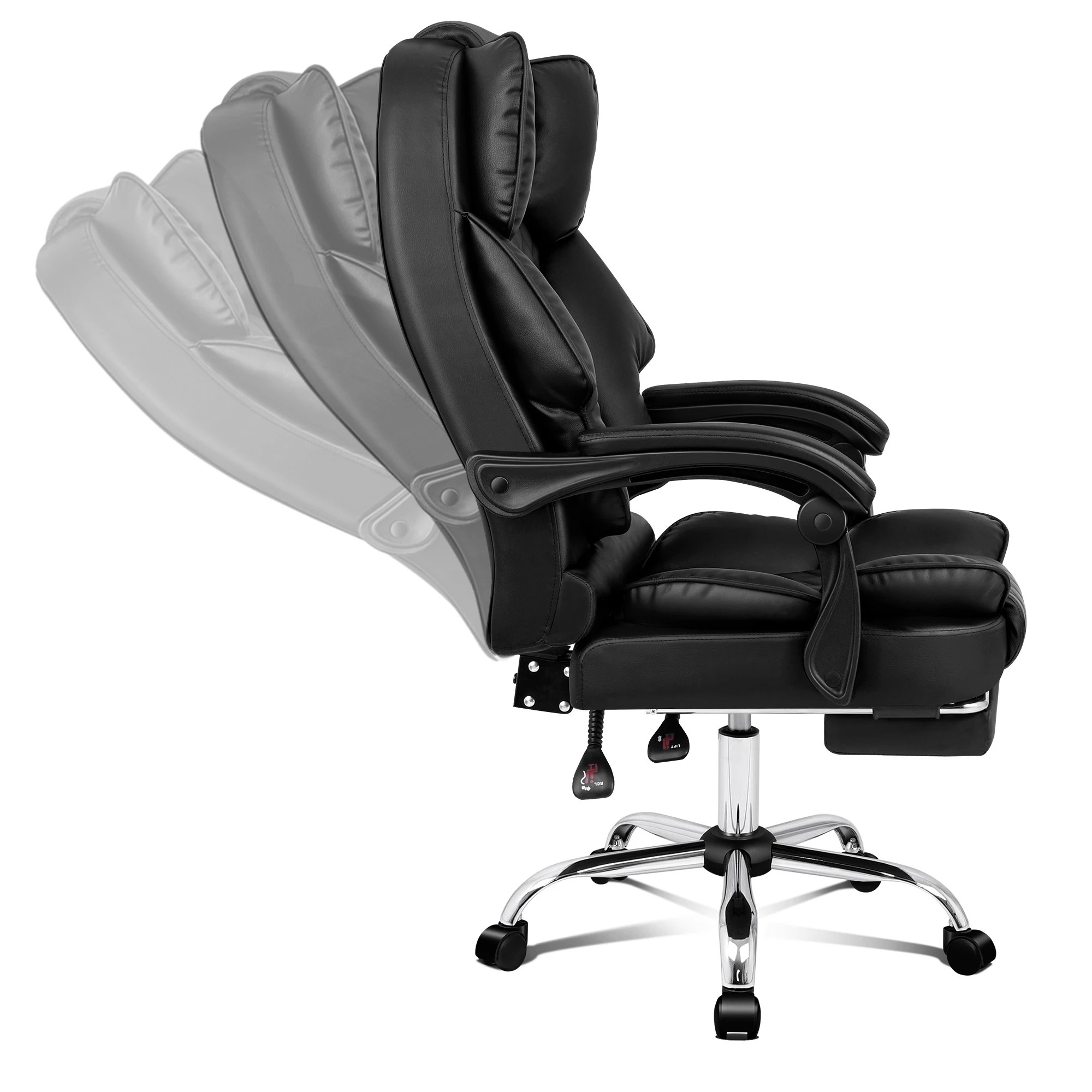 5 Alfordson Massage Office Chair Executive Recliner Gaming Computer Seat Leather - Black, 5 of 10