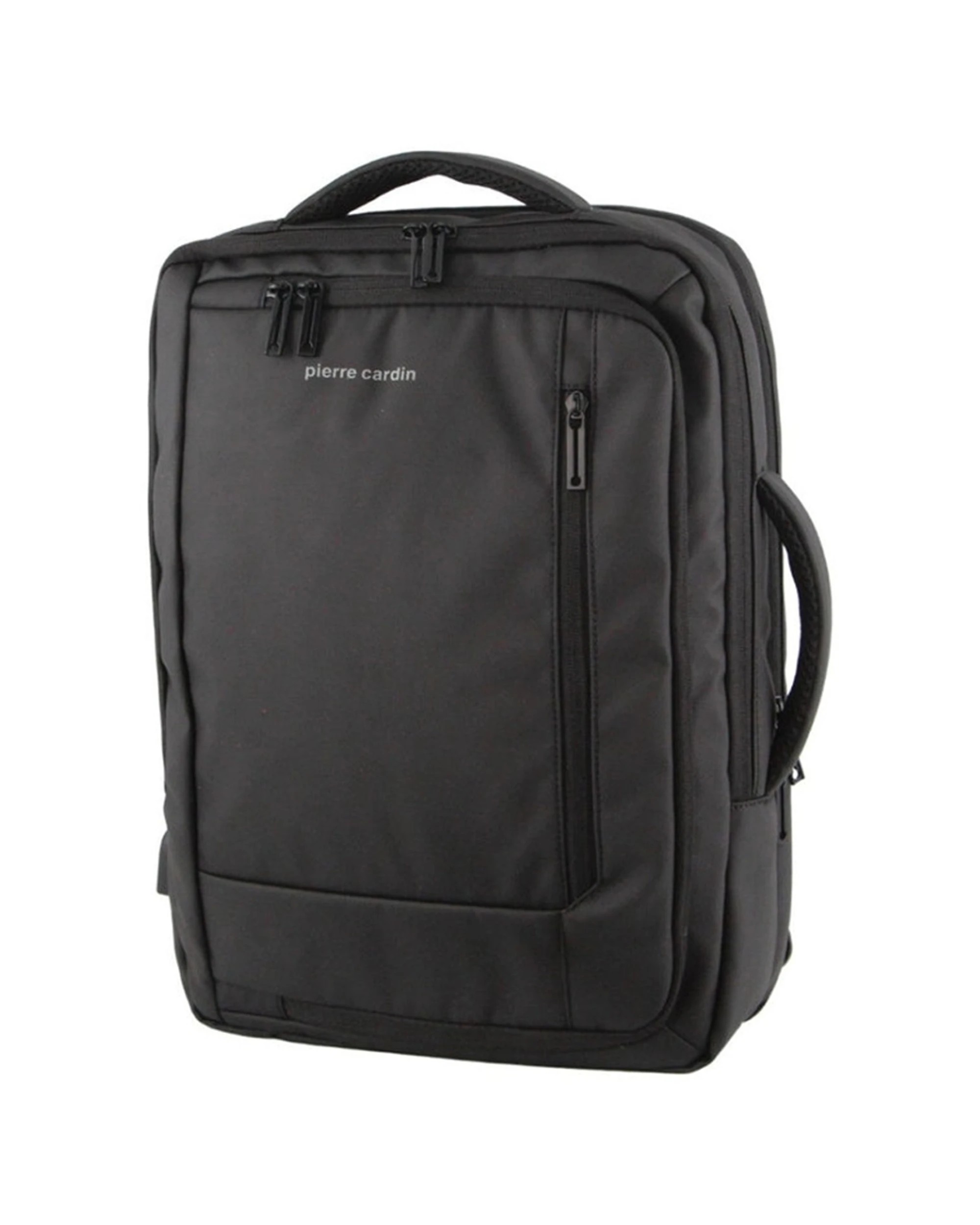 1 Pierre Cardin Laptop Backpack 15 Inch RFID Padded Section Nylon Top & Side Handle - Black, 1 of 3