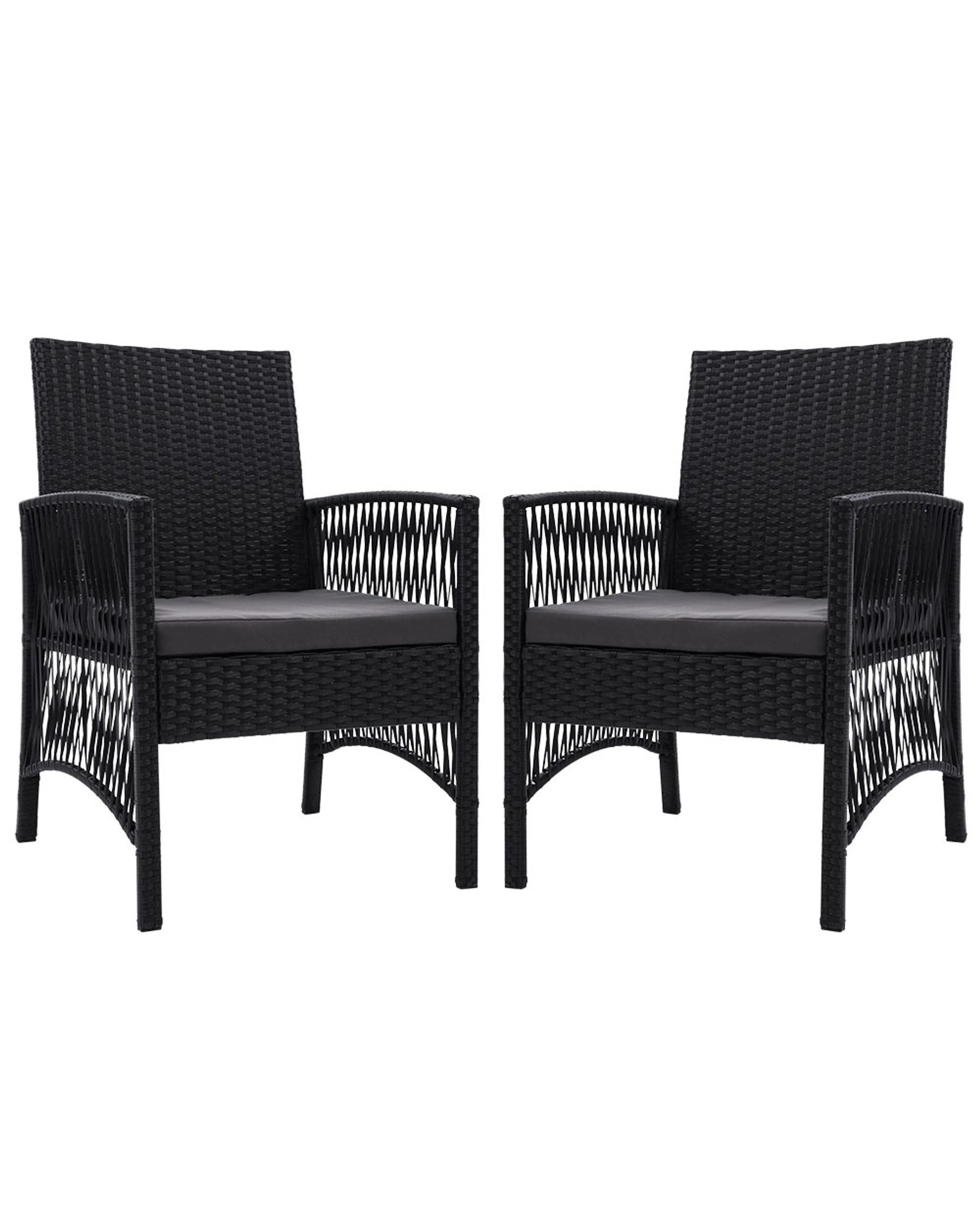 1 Gardeon 2PC Outdoor Dining Chairs Patio Furniture Wicker Lounge Chair - Black, 1 of 5