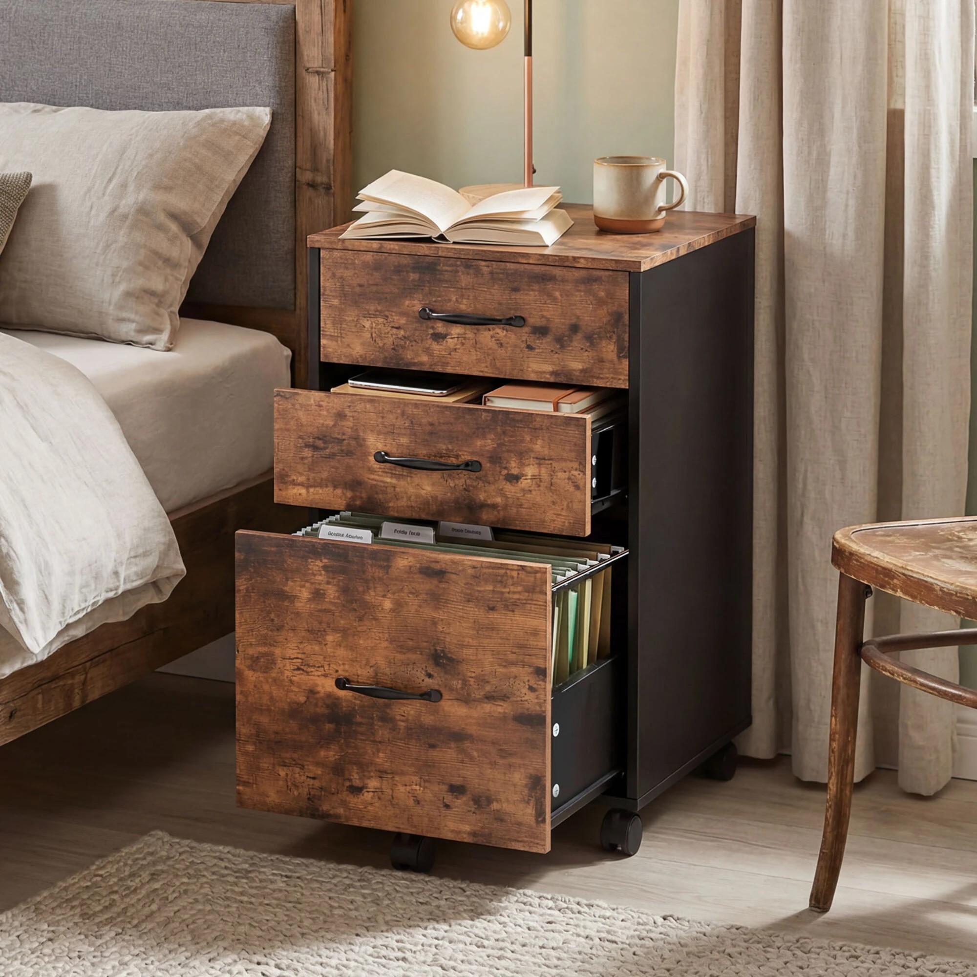 7 Levede File Cabinet Mobile Filing Cabinet 3 Drawers, 7 of 9