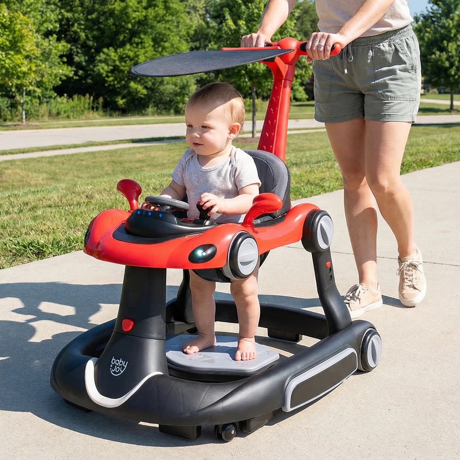 3 Costway 7-in-1 Baby Walker Portable Push Car - Red, 3 of 3