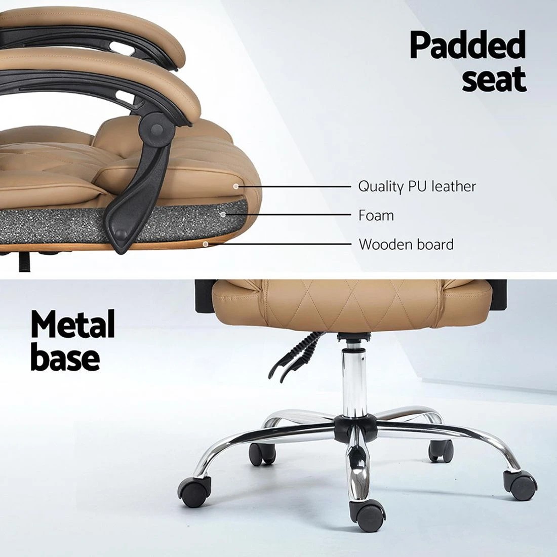 7 Artiss Executive Office Chair Leather Recliner Espresso
 - brown, 7 of 7