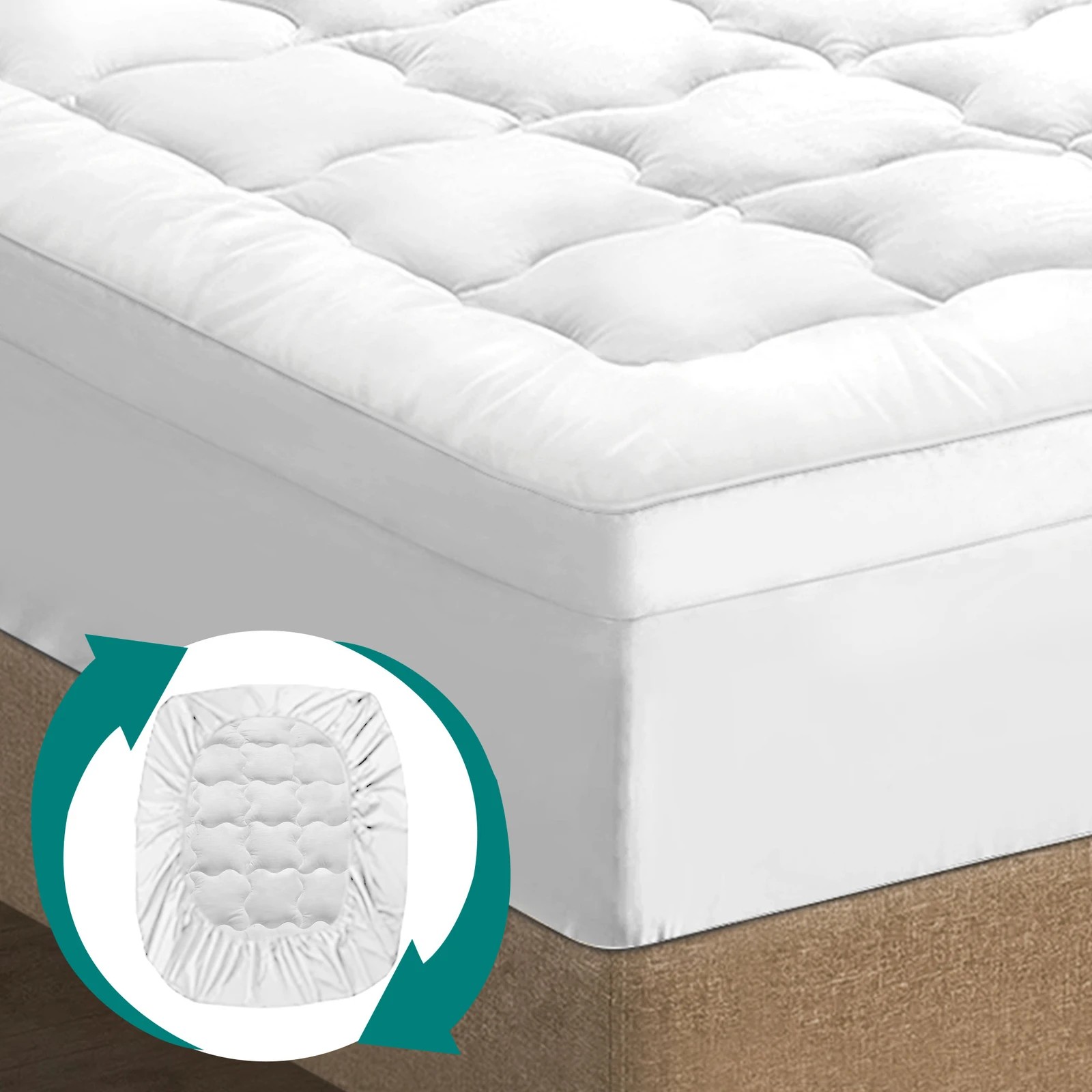 5 Starry Eucalypt Mattress Topper Bamboo Pillowtop Protector Pad 7cm - King Single Bed - White, 5 of 5