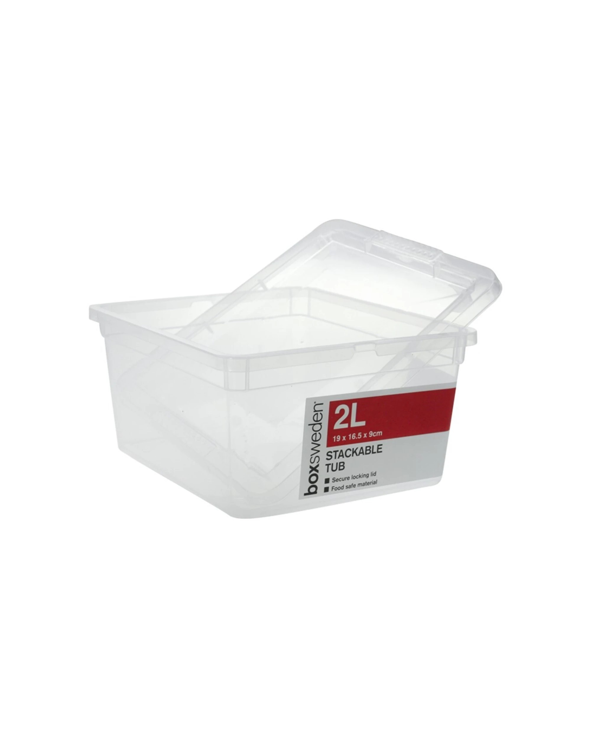 4 Boxsweden Essentials Stackable Box 2L 4 Pack Food Safe Storage Tub With Lid - Plain, 4 of 4