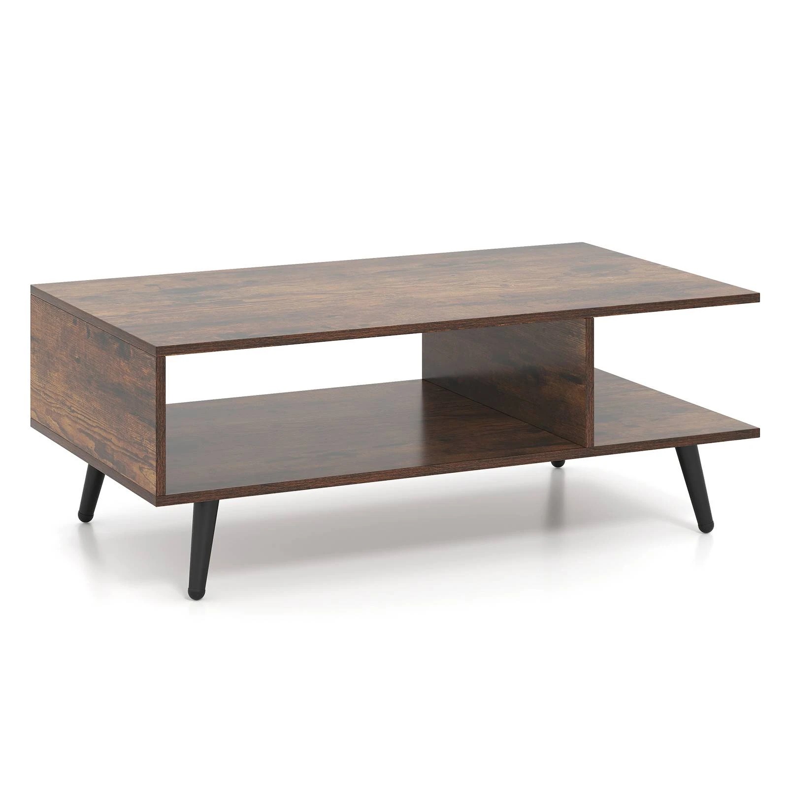 1 Costway 2-Tier Coffee Table Home Modern Center Table w/Storage, 1 of 5