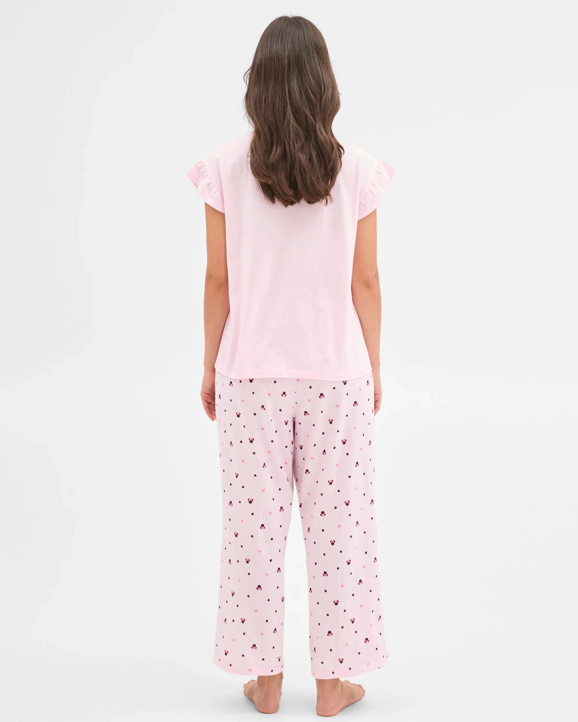 7 Australian Cotton Disney Minnie Mouse Crop Leg Pyjama Set PINK, 7 of 7