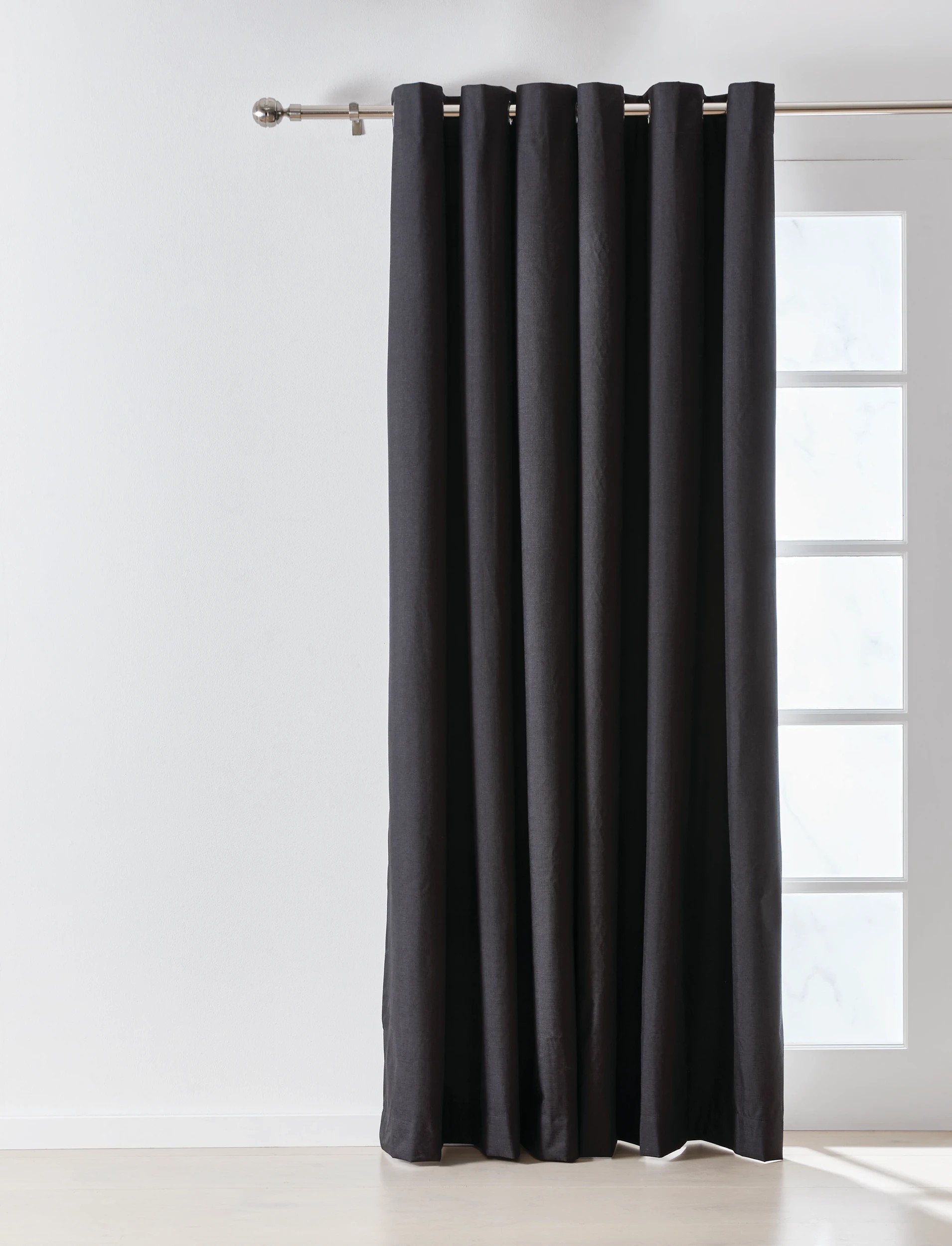 1 Monaco Wide Width Block Out Curtain - Black - 240cm x 213cm, 1 of 6