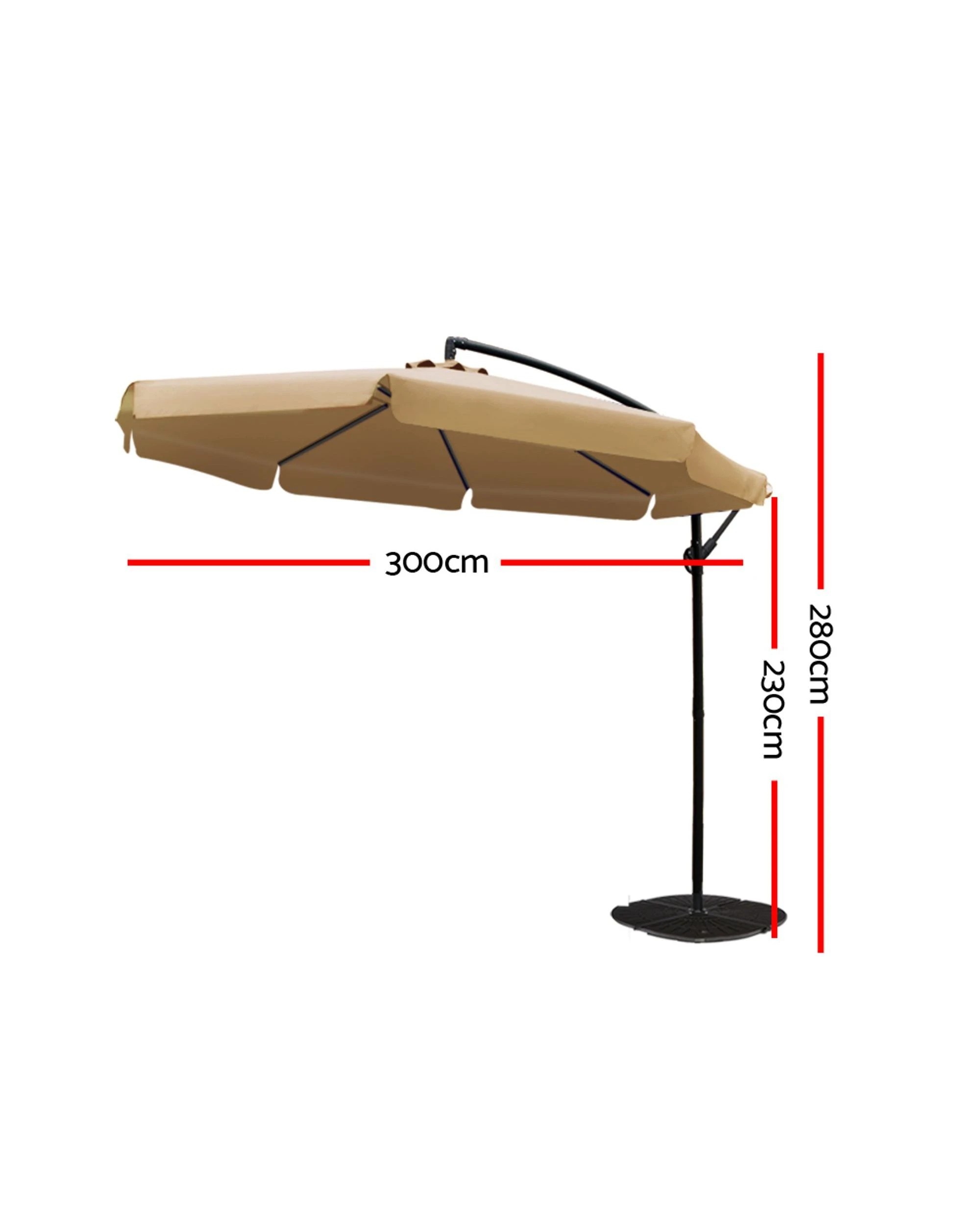 2 Instahut 3m Outdoor Umbrella Cantilever Garden Beach Patio - Beige, 2 of 6