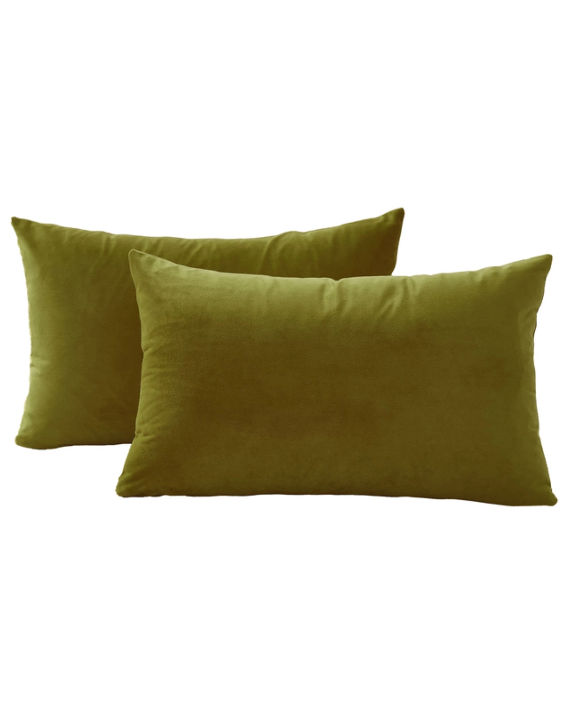 1 Gioia Casa 2-Pack Velvet Cushion Covers 30x50cm - Olive Green, 1 of 2