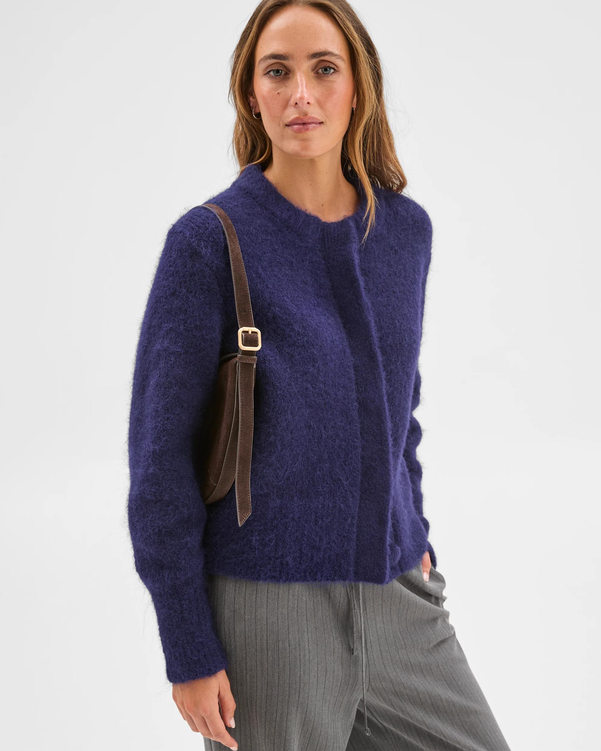 4 Preview Long Sleeve Plush Cardigan INK NAVY, 4 of 6